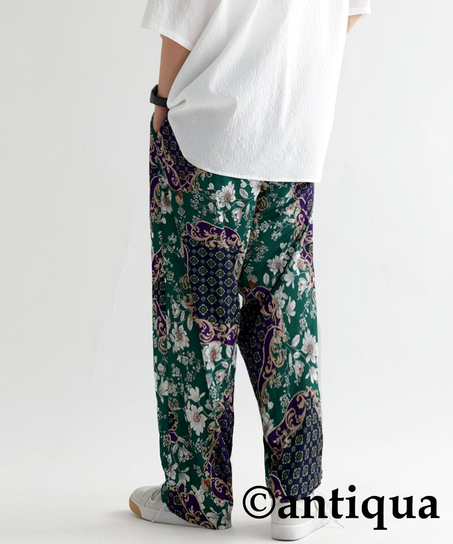 Antique pattern pants Men's