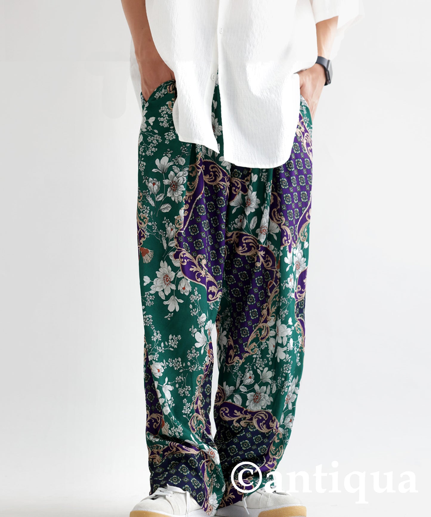 Antique pattern pants Men's