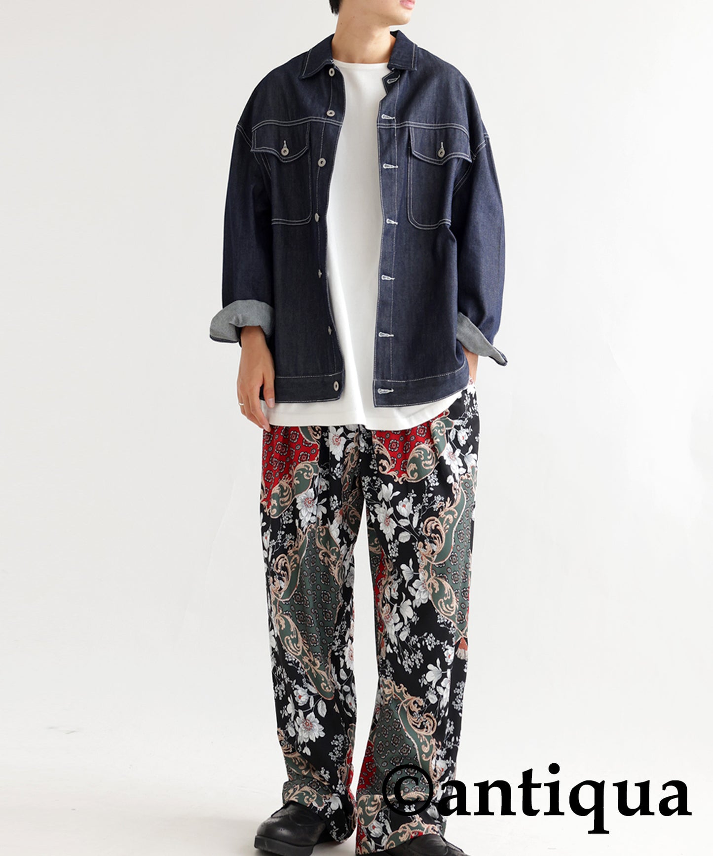 Antique pattern pants Men's