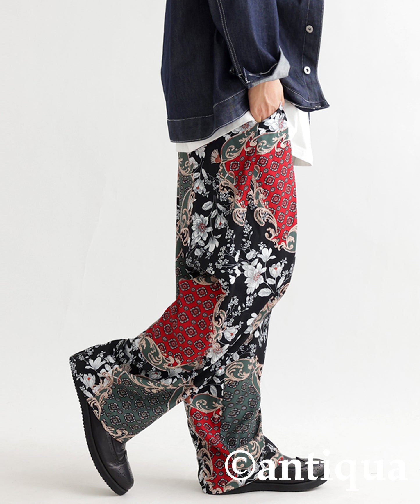 Antique pattern pants Men's