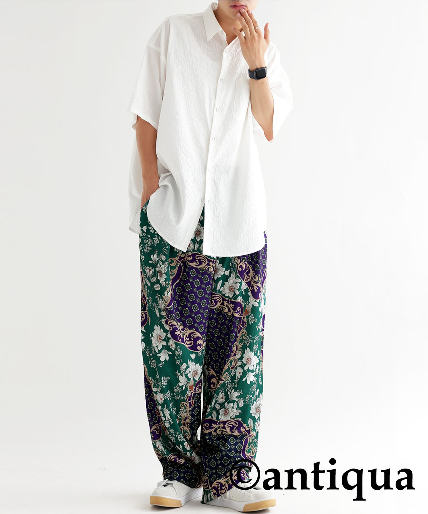 Antique pattern pants Men's