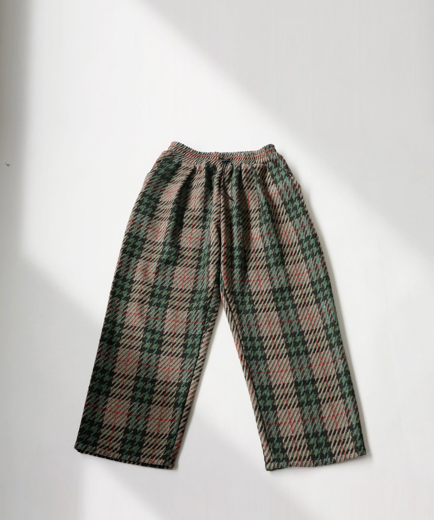 Wool Blend Check Pattern Wide Pants Men's