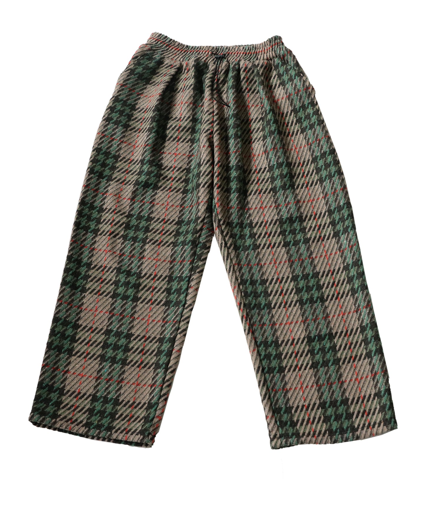 Wool Blend Check Pattern Wide Pants Men's