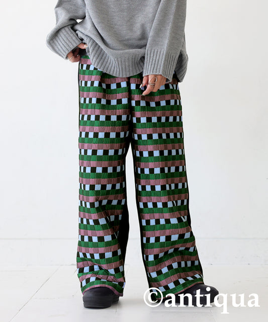 Block Check Pattern Pants Ladies