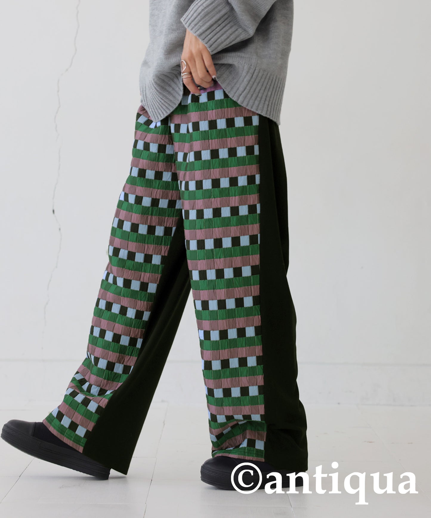 Block Check Pattern Pants Ladies