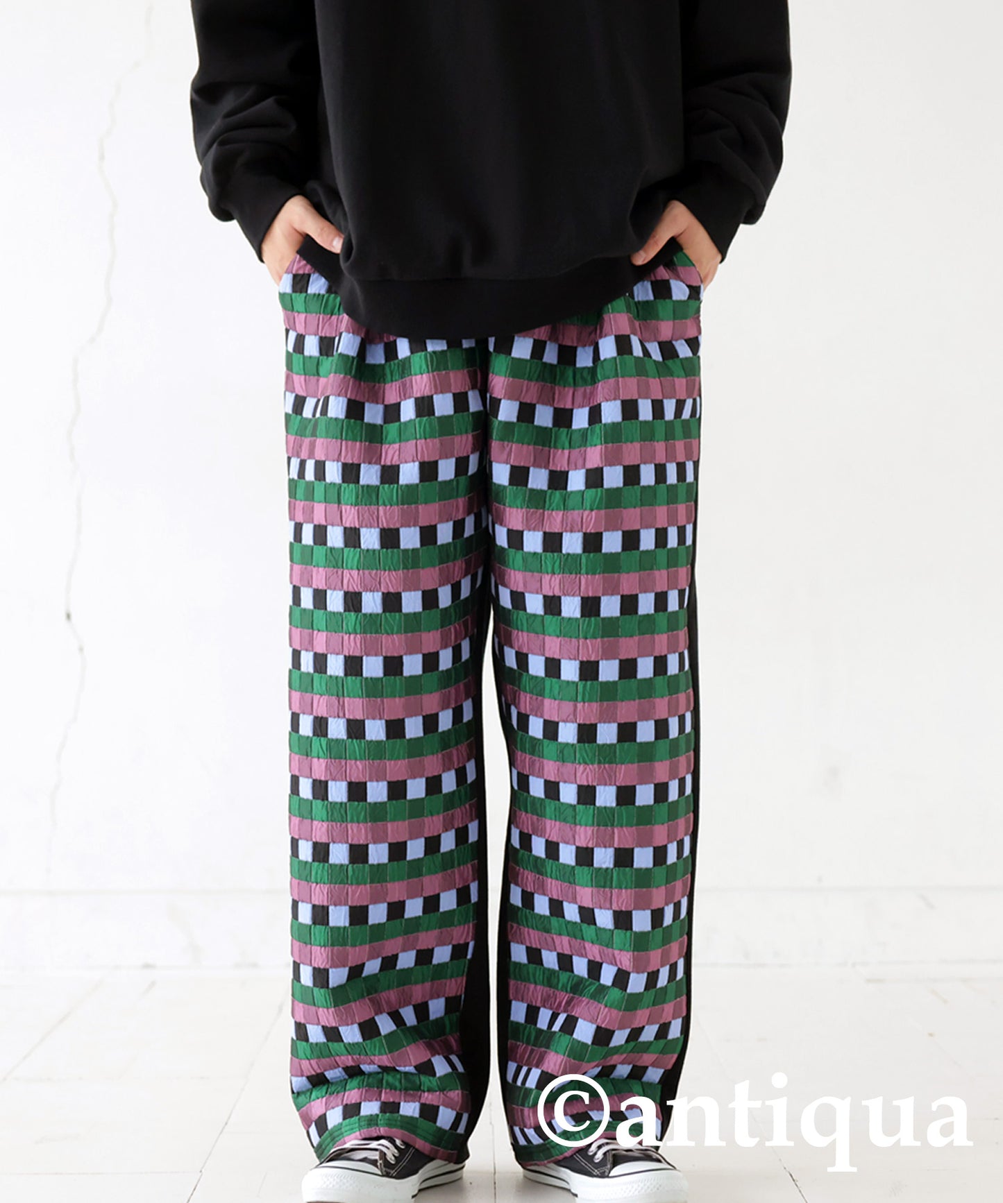 Block Check Pattern Pants Men's