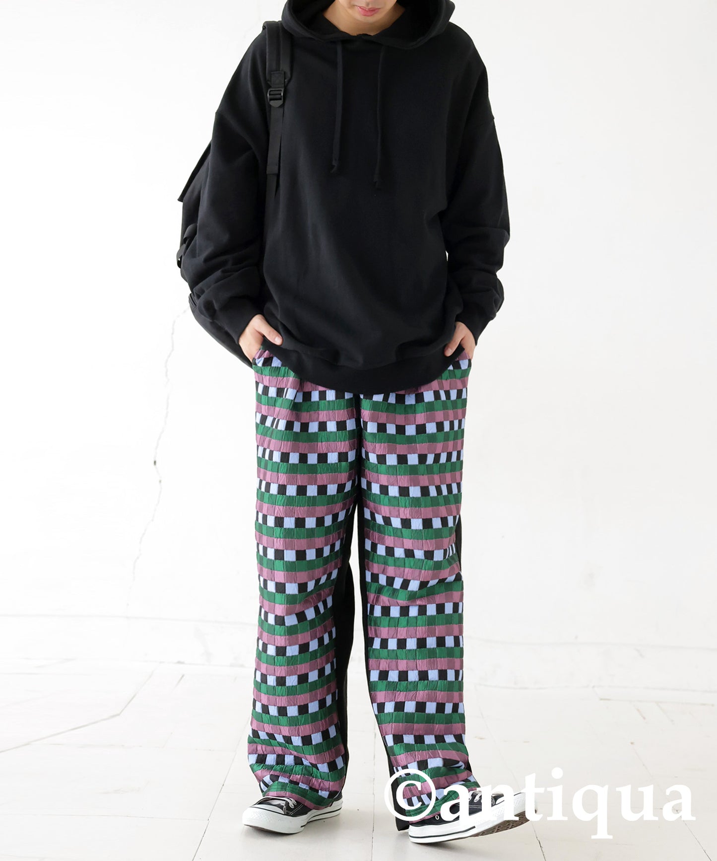 Block Check Pattern Pants Men's