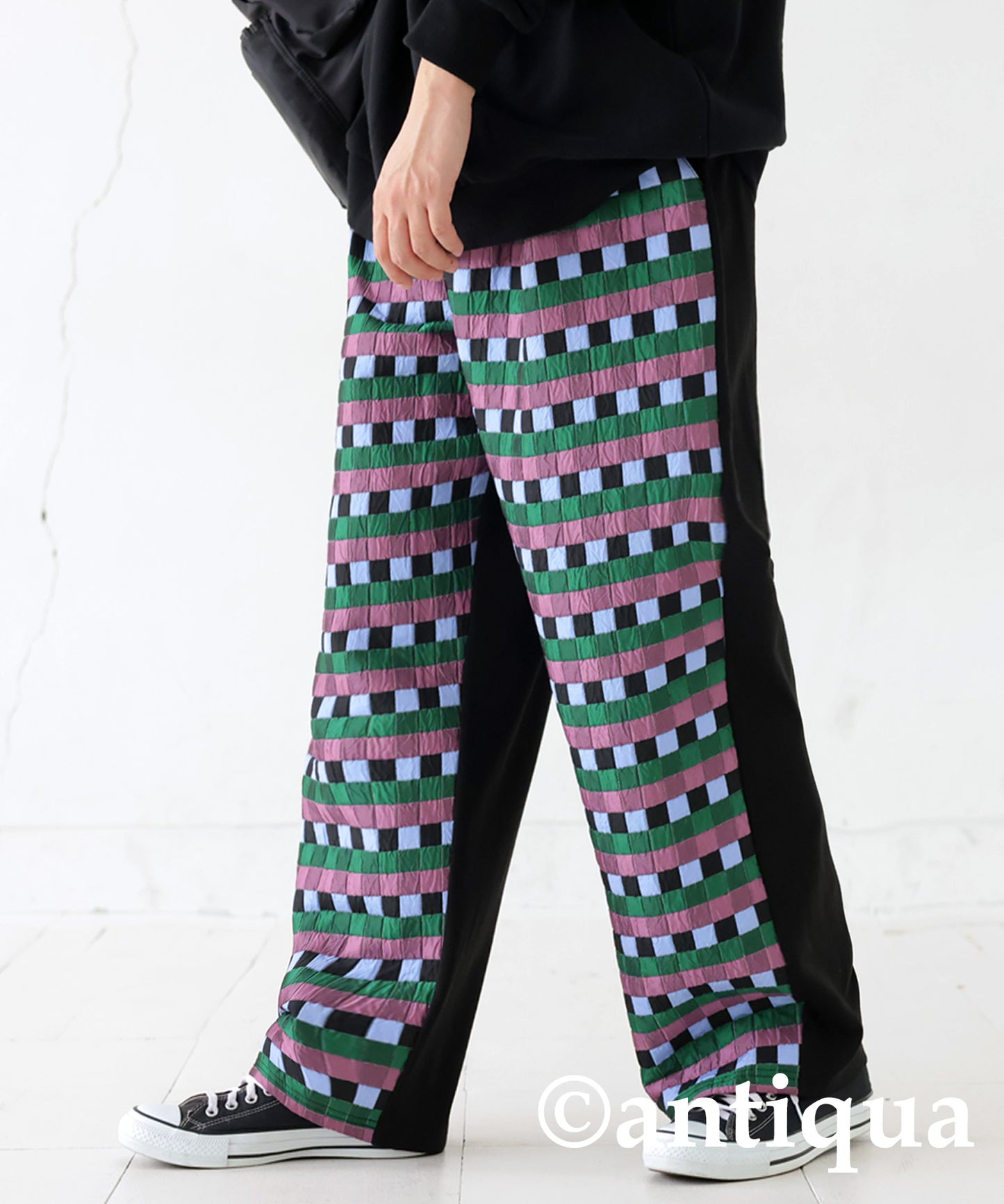 Block Check Pattern Pants Men's