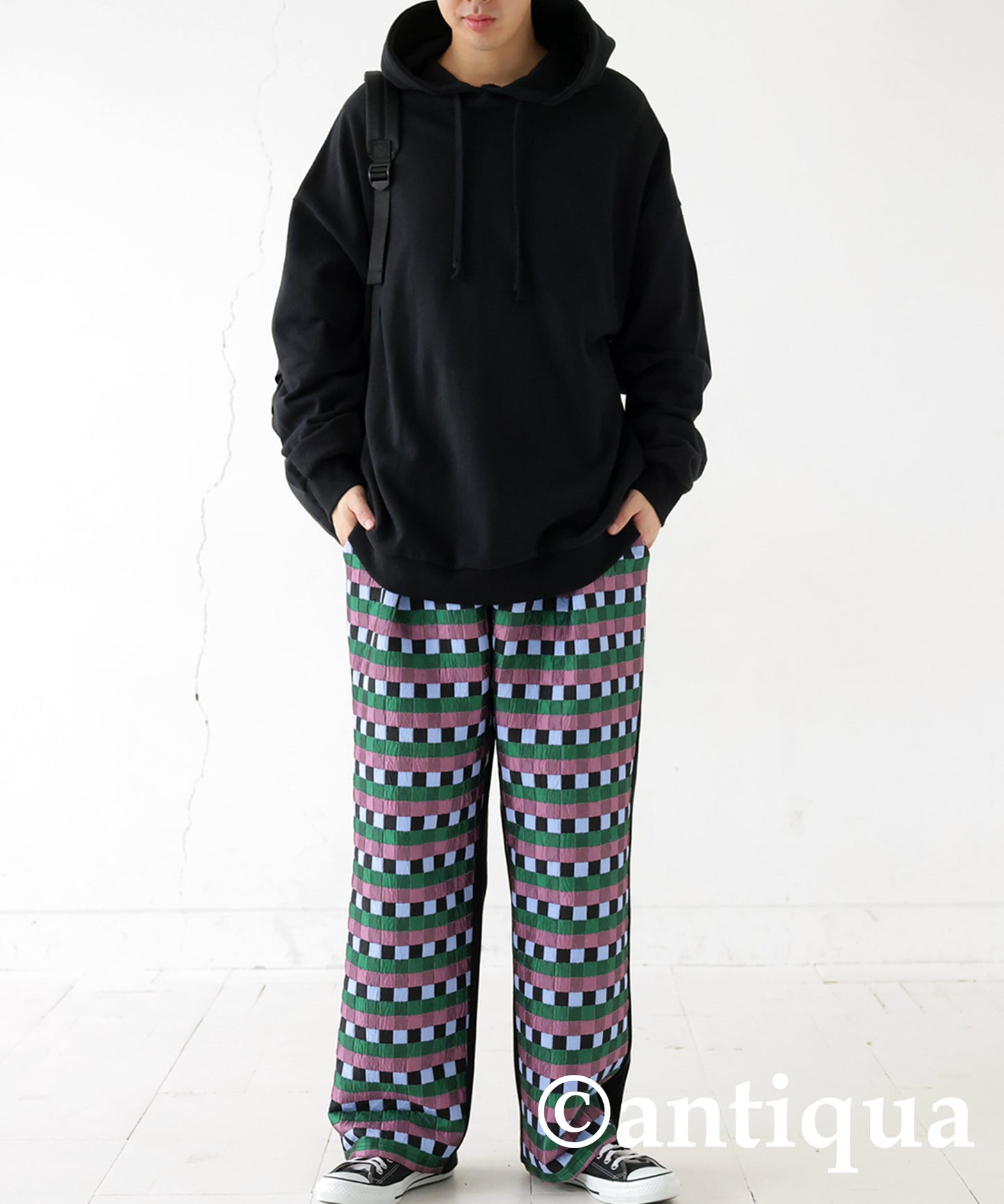 Block Check Pattern Pants Men's