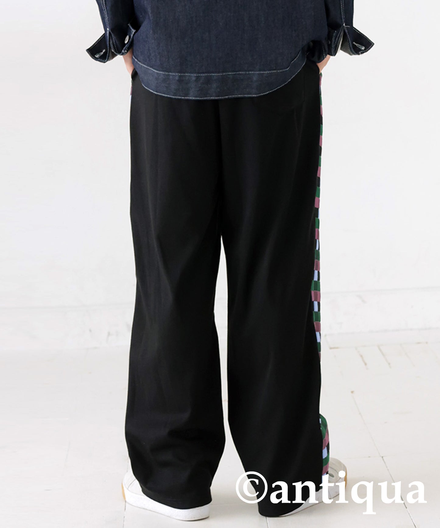 Block Check Pattern Pants Men's