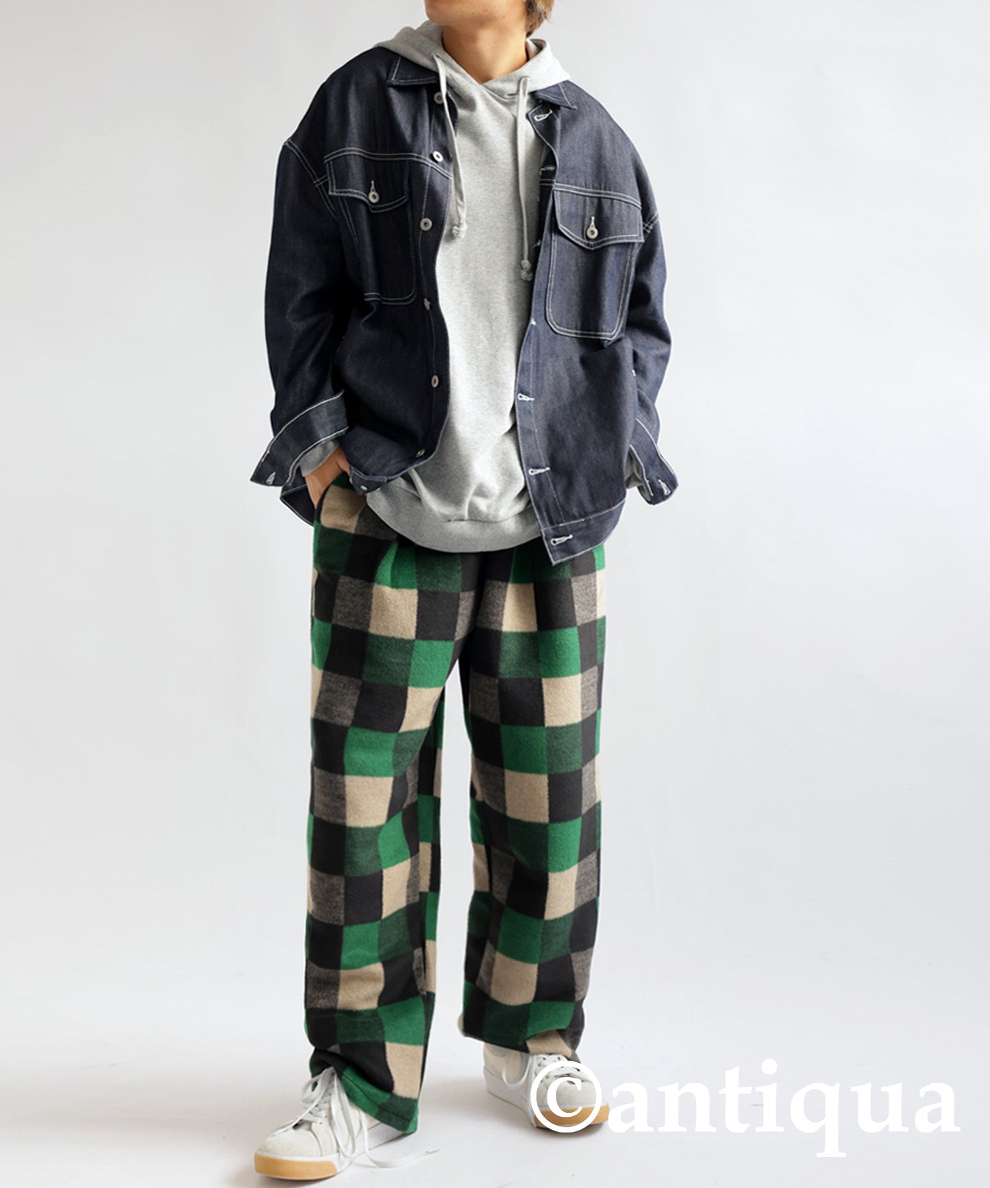 Block check pants Men's