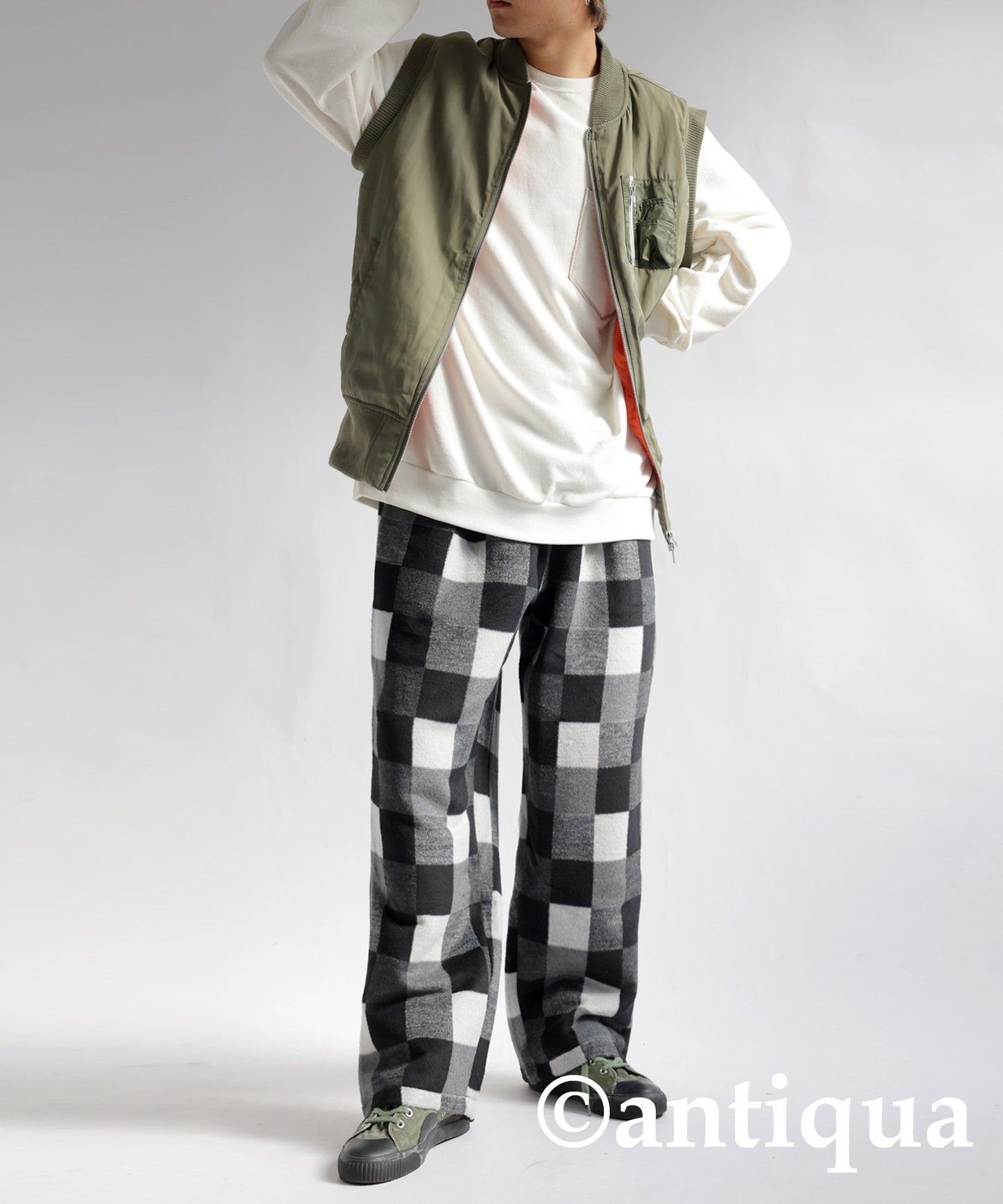 Block check pants Men's