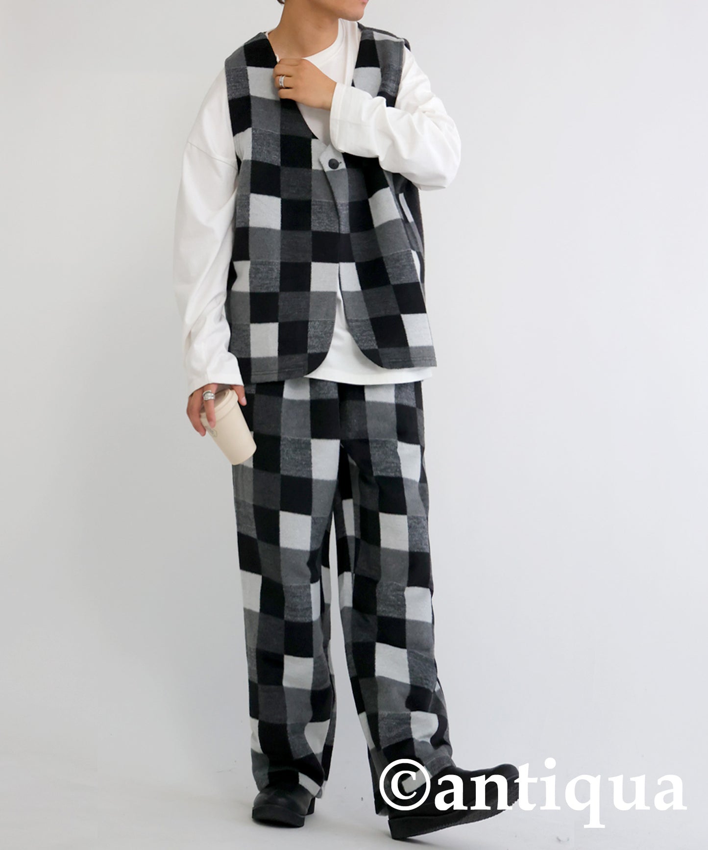 Block check pants Men's