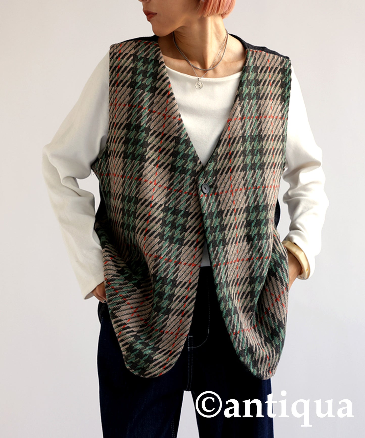 Check Pattern Vest Ladies