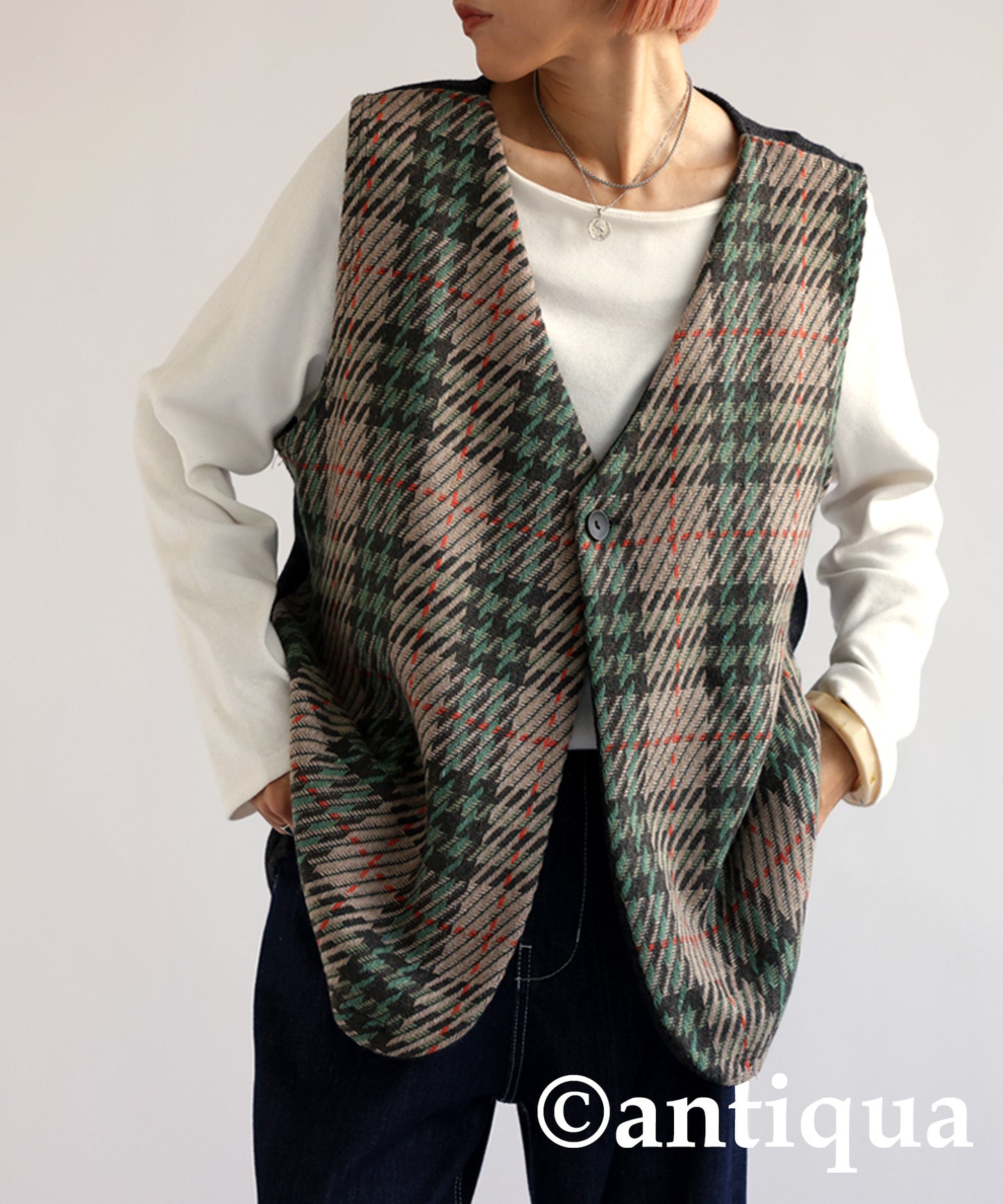 Check Pattern Vest Ladies