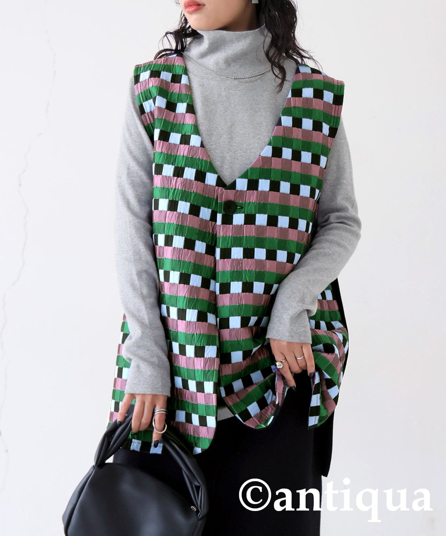 Block Check Pattern Vest Ladies