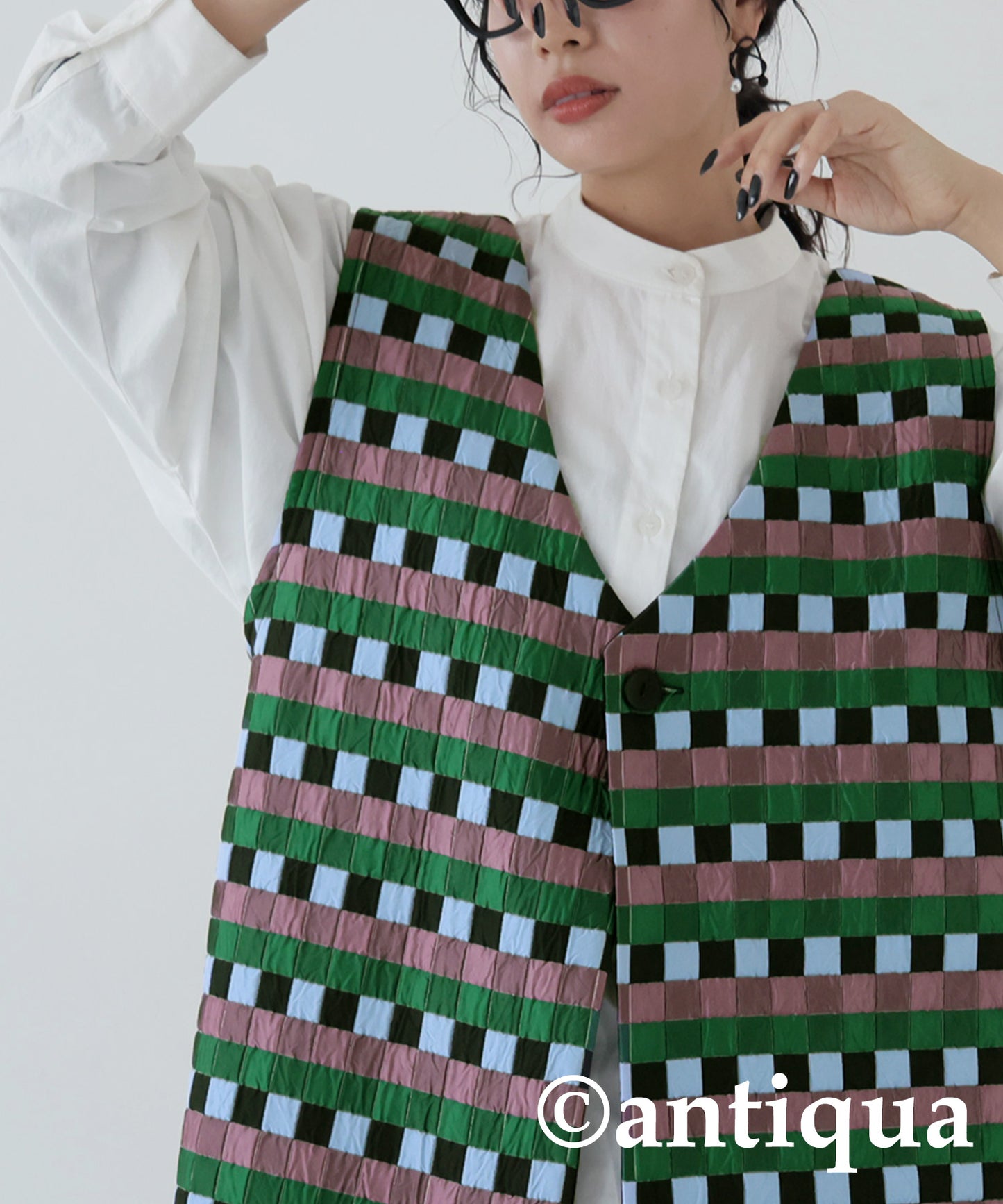 Block Check Pattern Vest Ladies