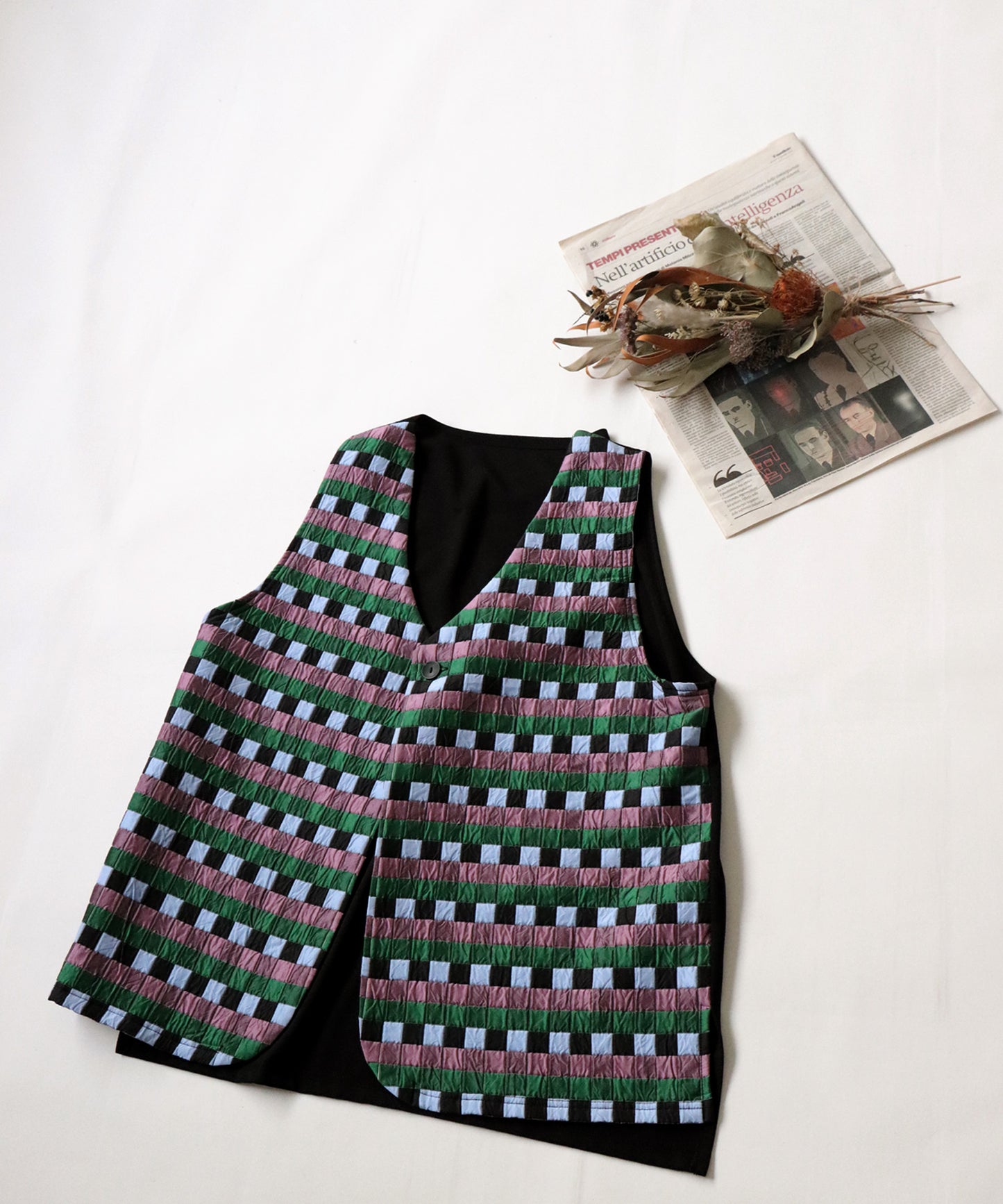 Block Check Pattern Vest Ladies