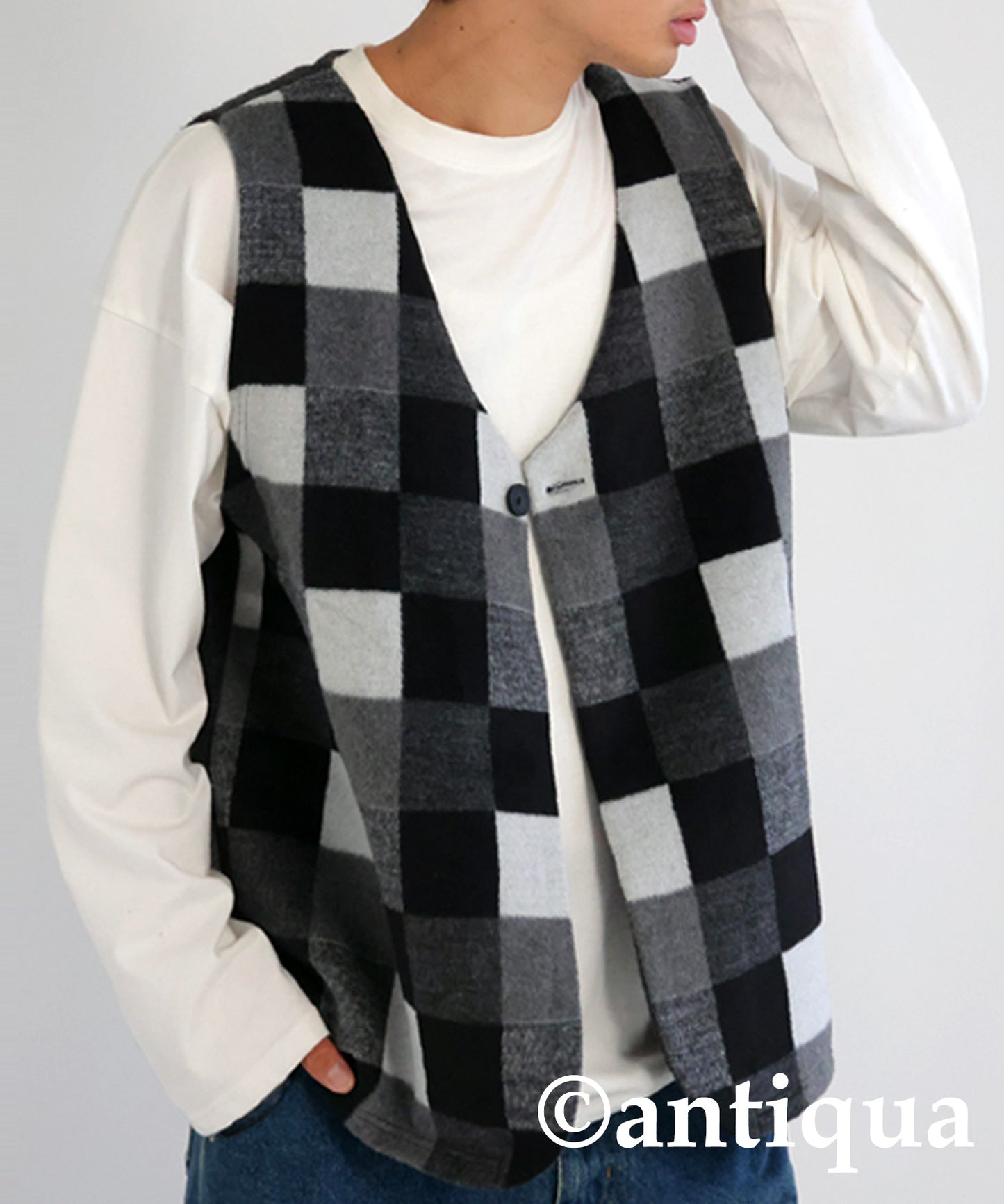 Check pattern vest Men's