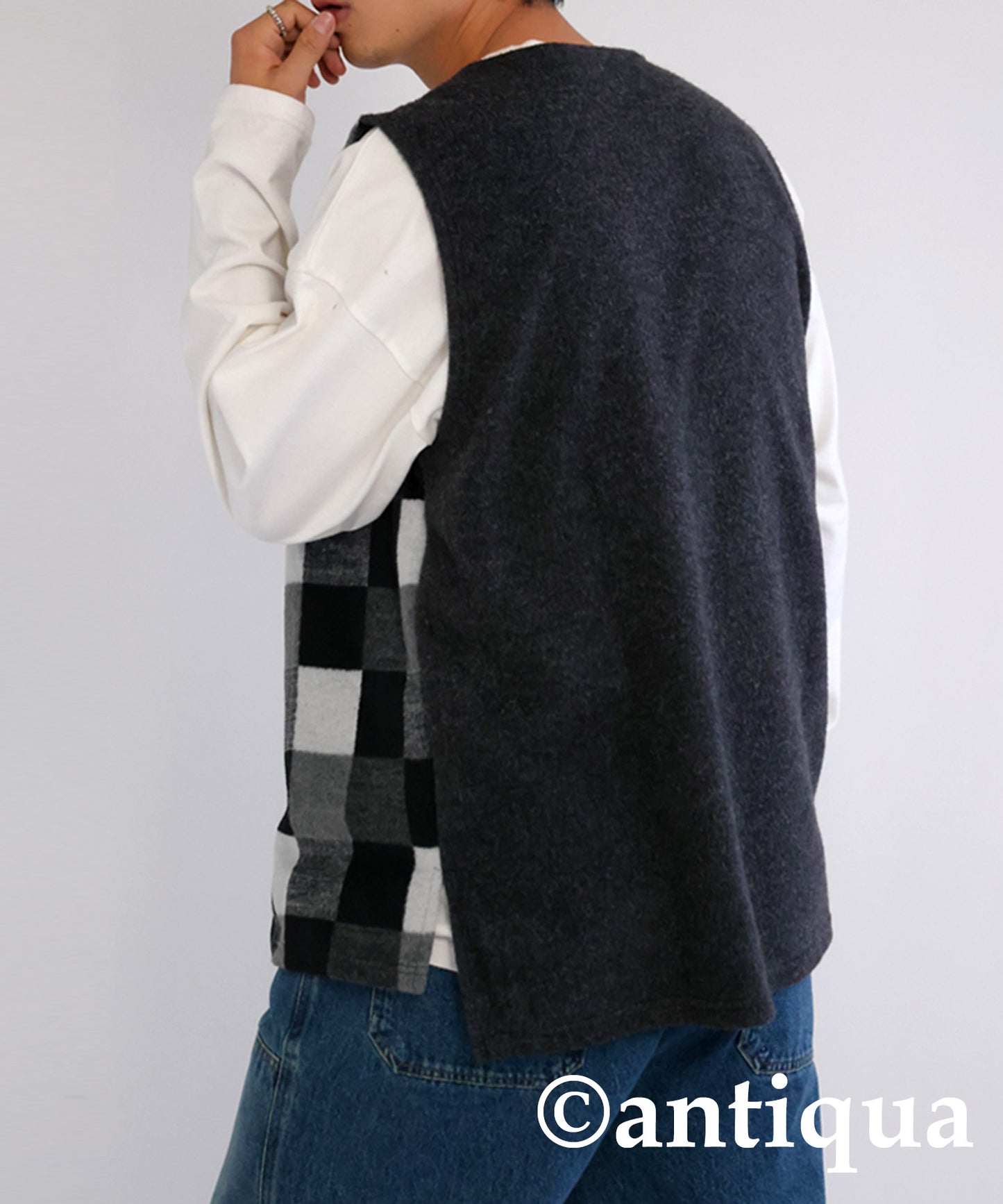 Check pattern vest Men's