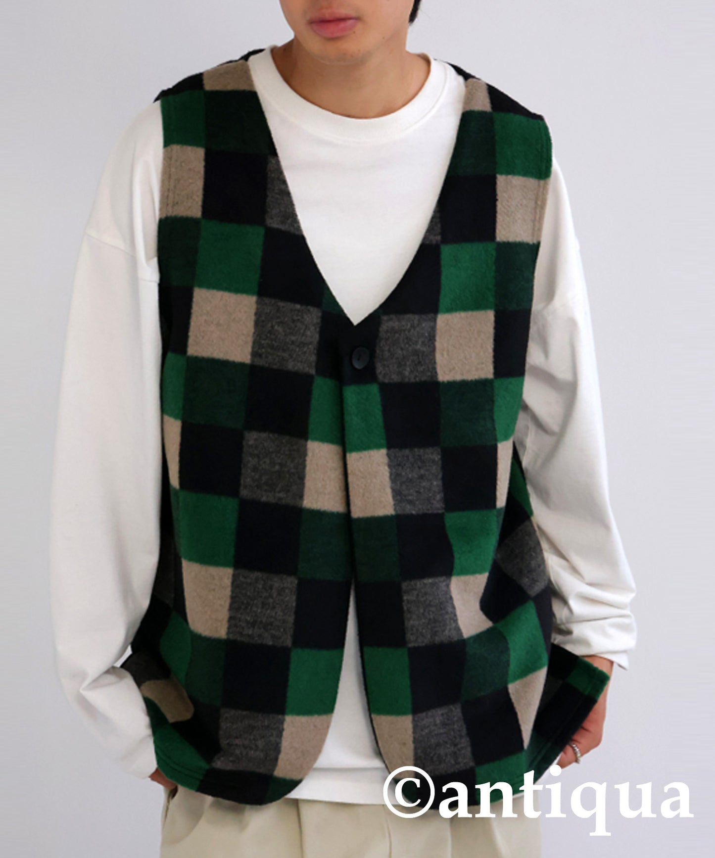 Check pattern vest Men's