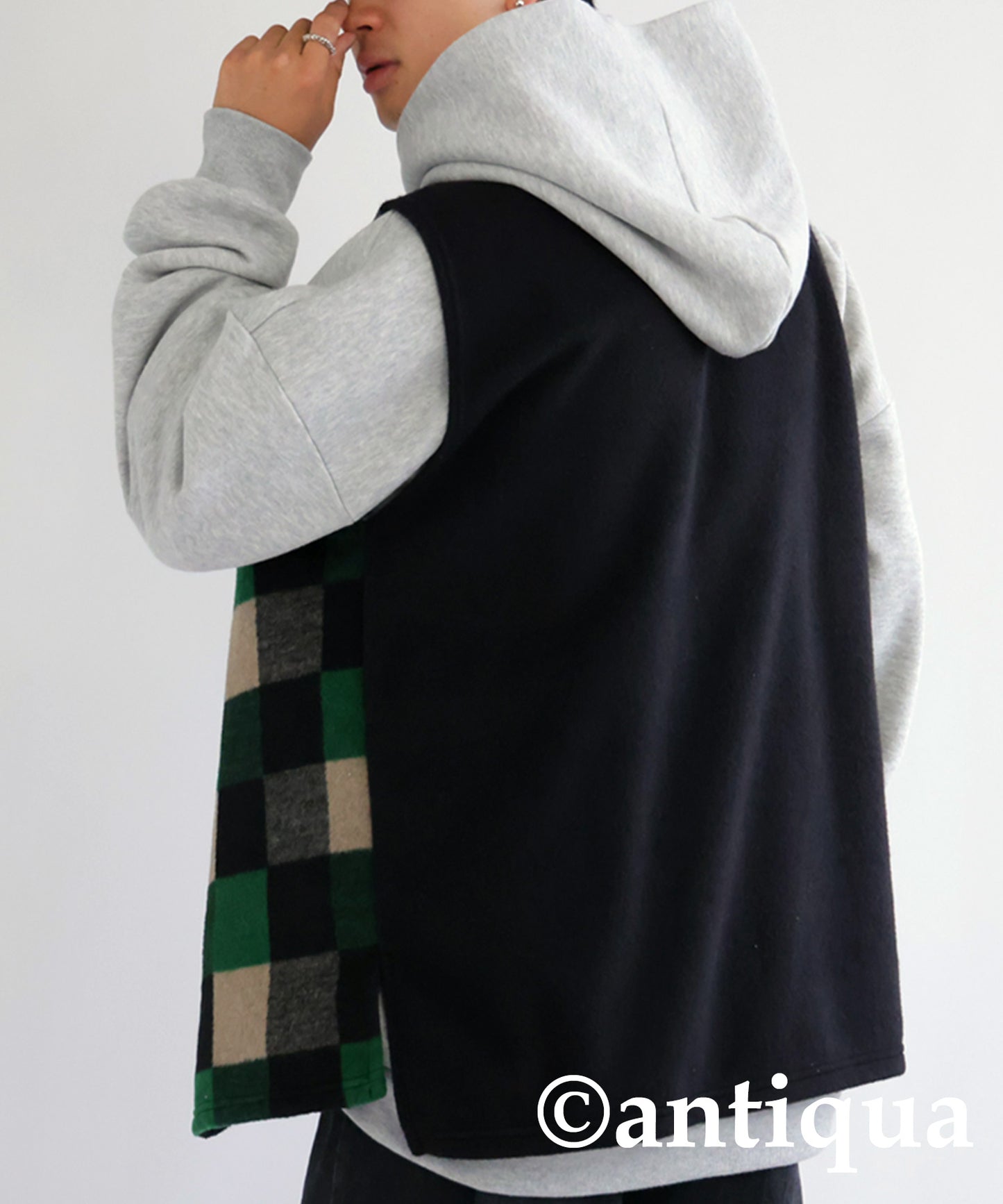 Check pattern vest Men's