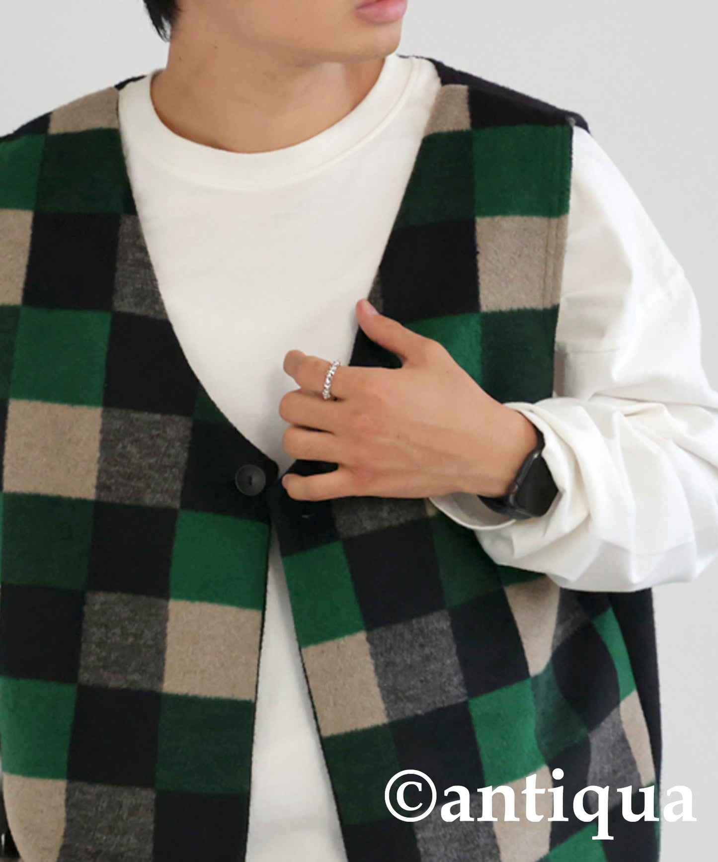 Check pattern vest Men's