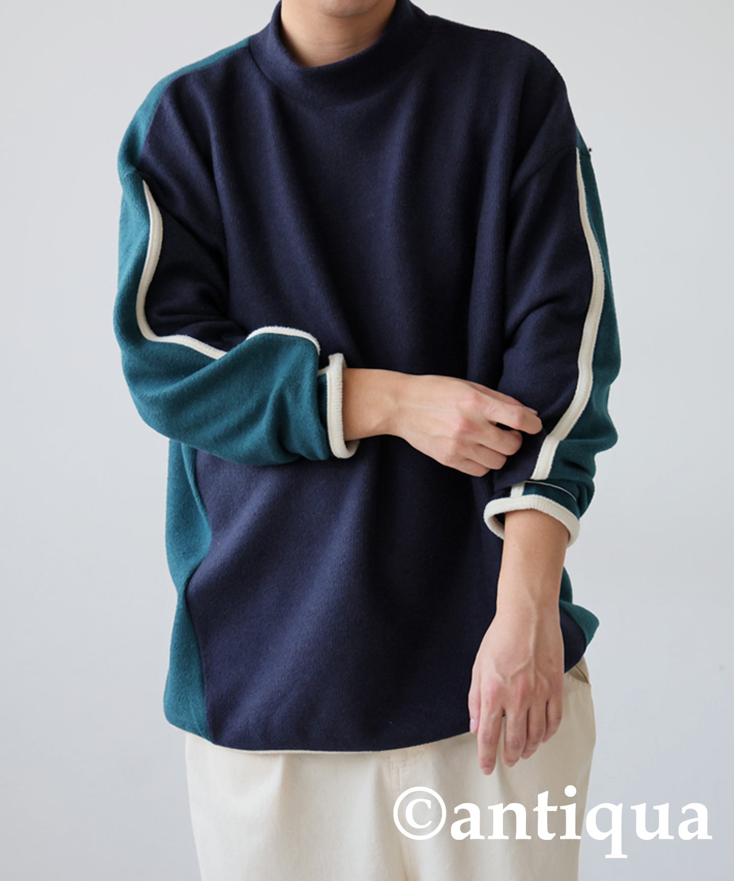 Color Line Mock Neck Tops Men’s