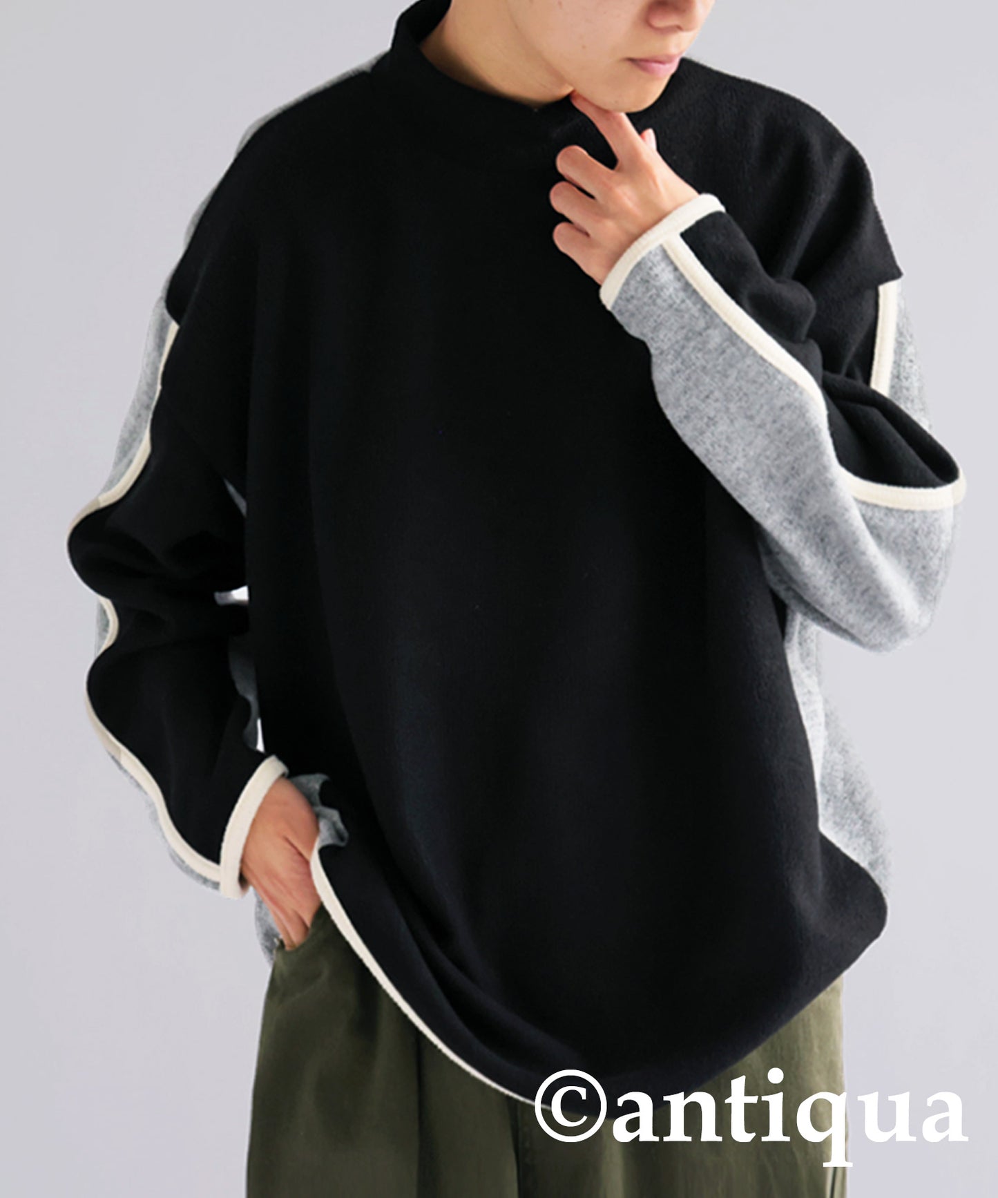 Color Line Mock Neck Tops Men’s