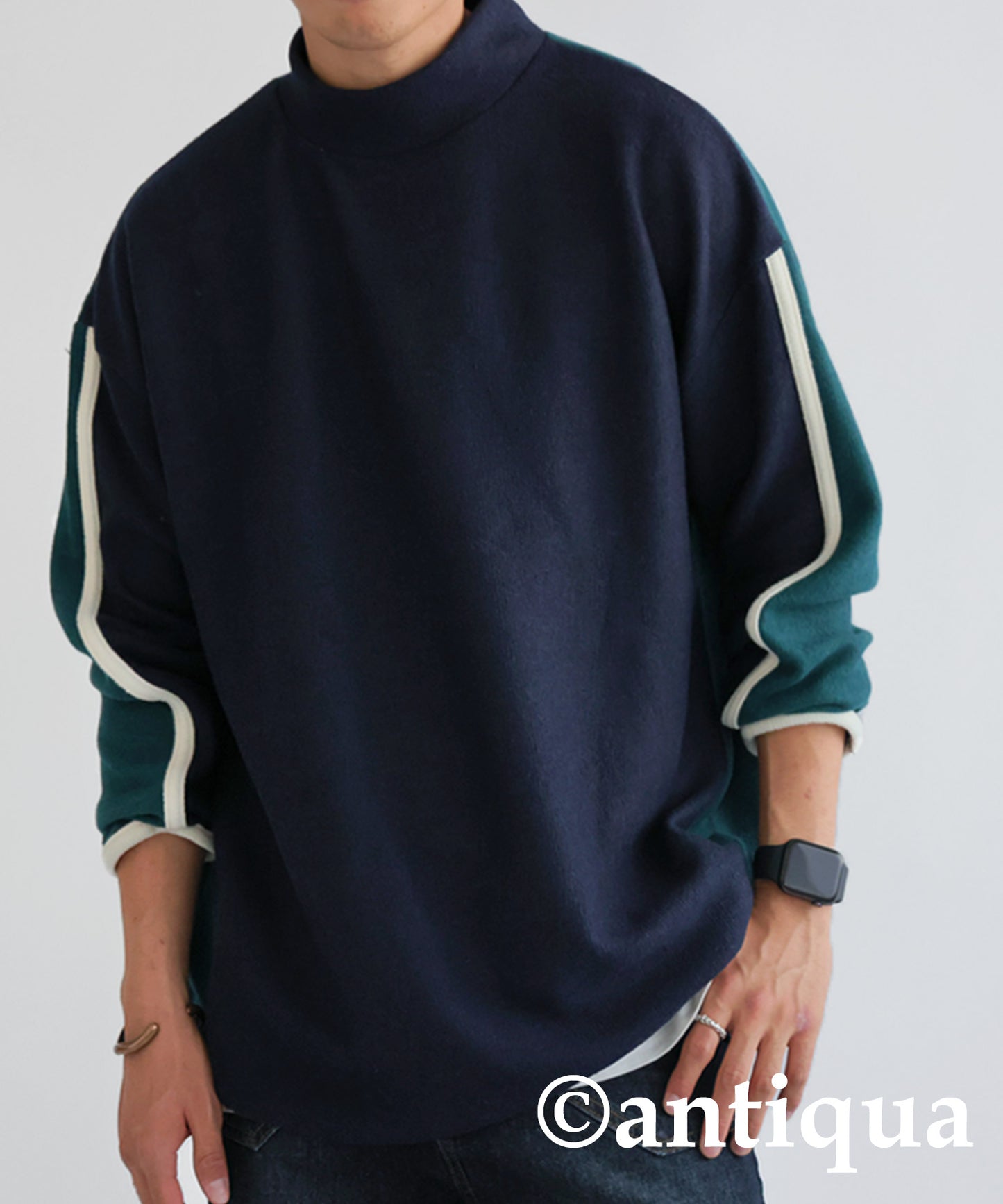 Color Line Mock Neck Tops Men’s