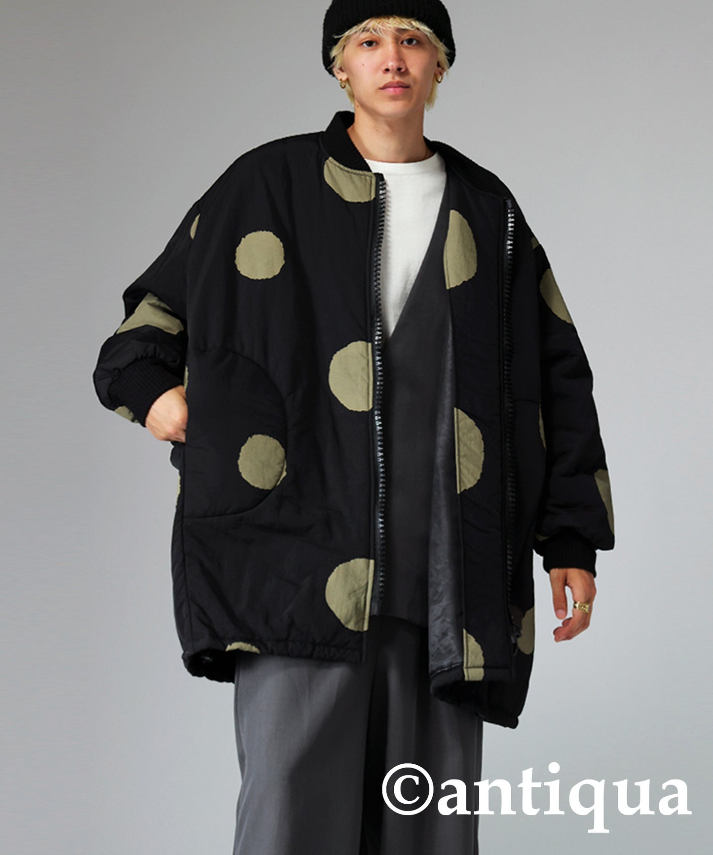 Big Silhouette Dot pattern Coat Men's