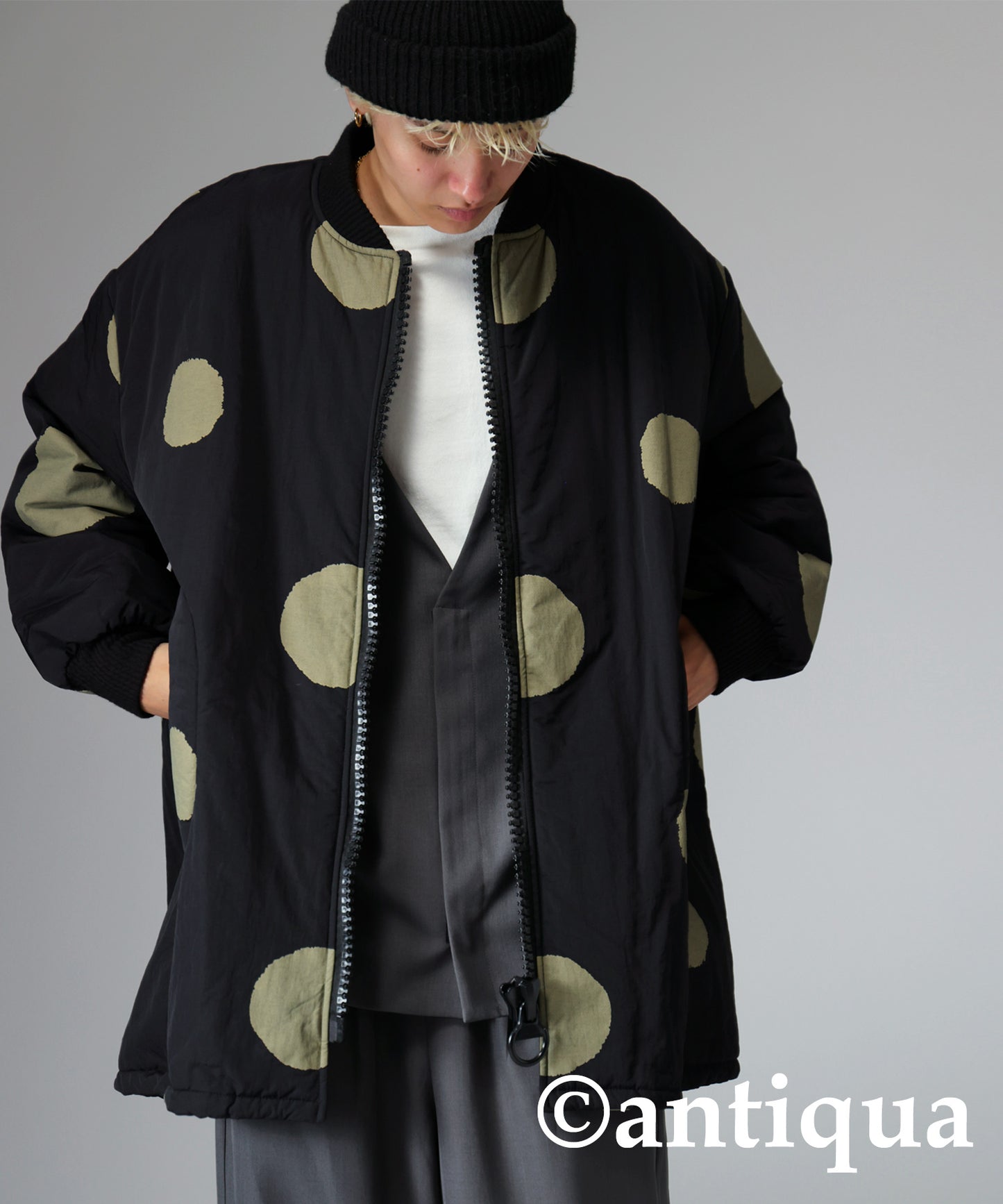 Big Silhouette Dot pattern Coat Men's