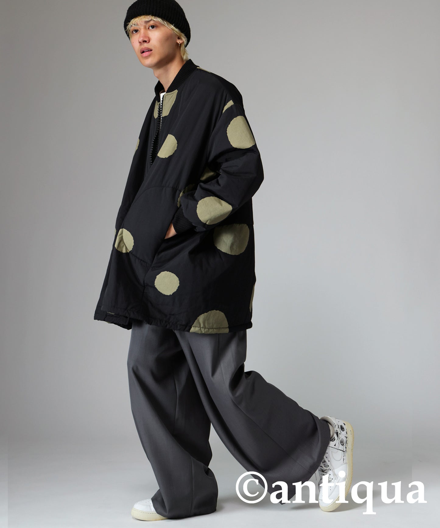 Big Silhouette Dot pattern Coat Men's