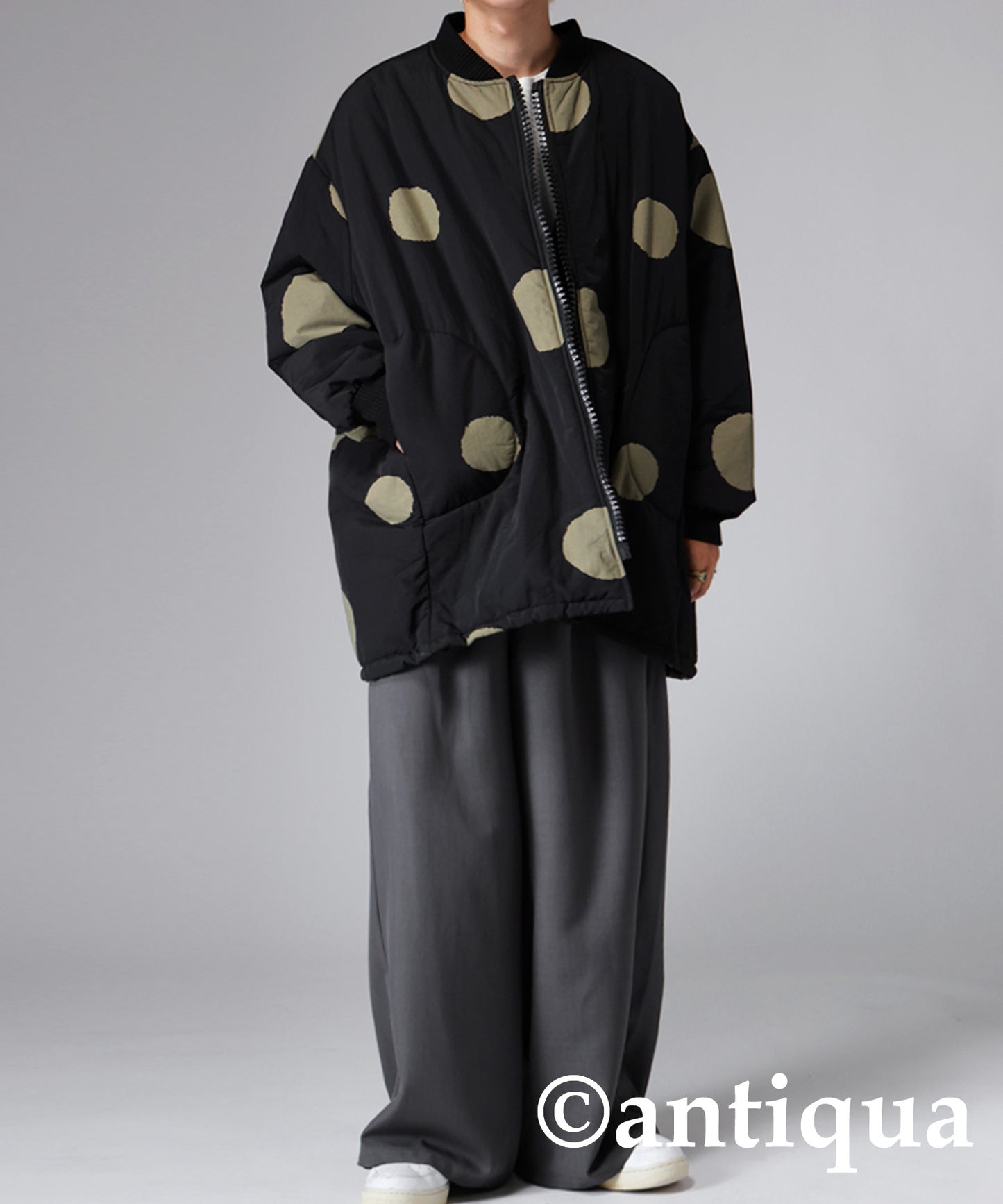 Big Silhouette Dot pattern Coat Men's