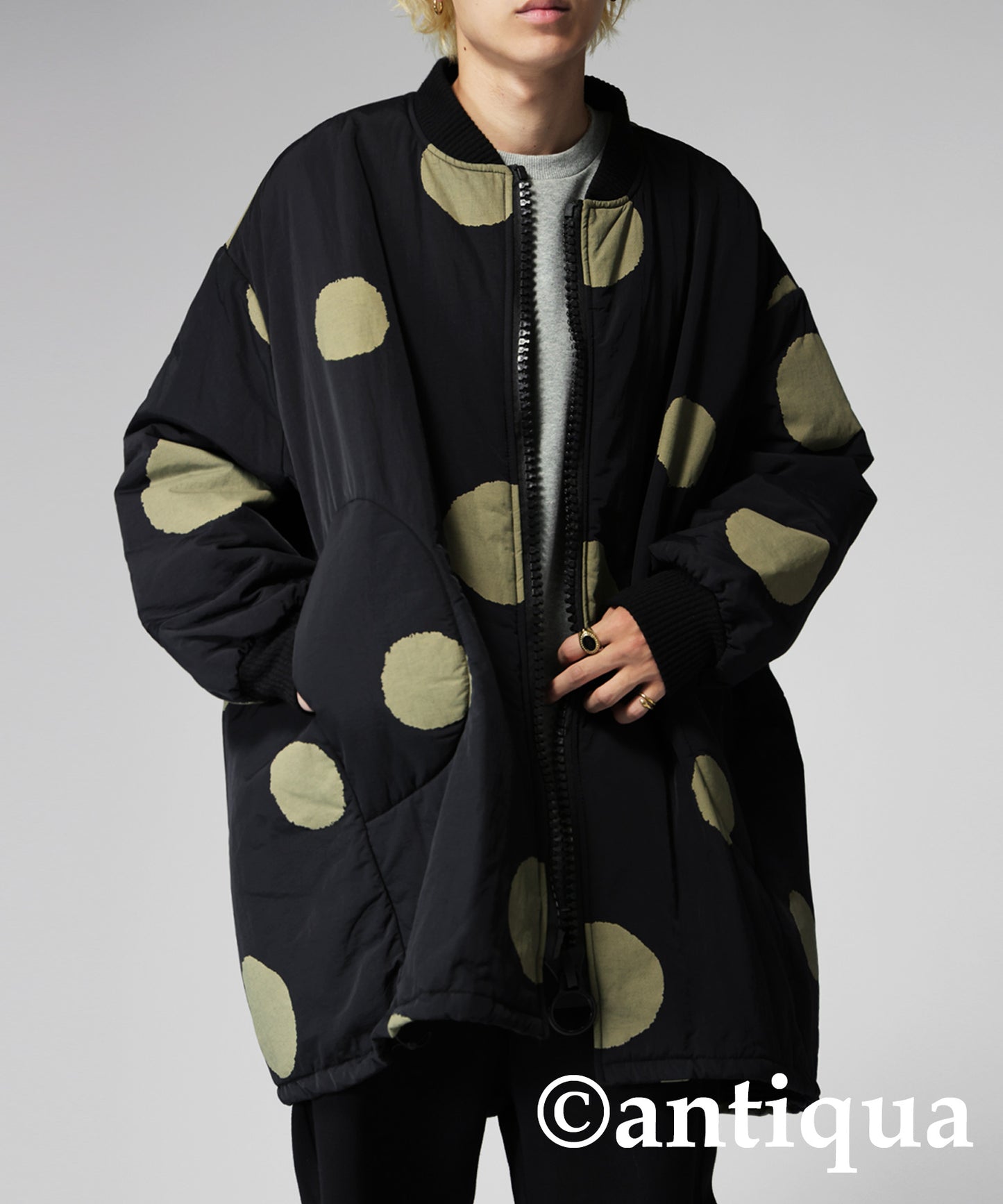 Big Silhouette Dot pattern Coat Men's