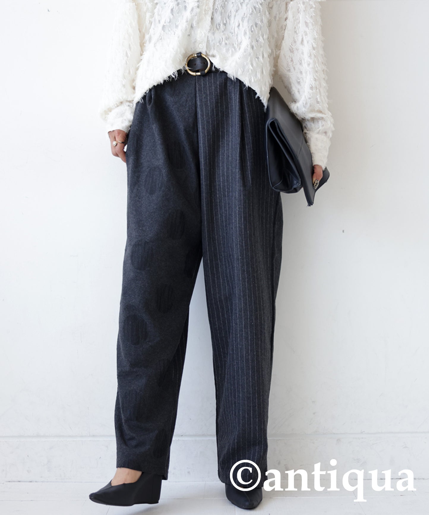 Asymmetry Design Wool Mixed Pants Ladies