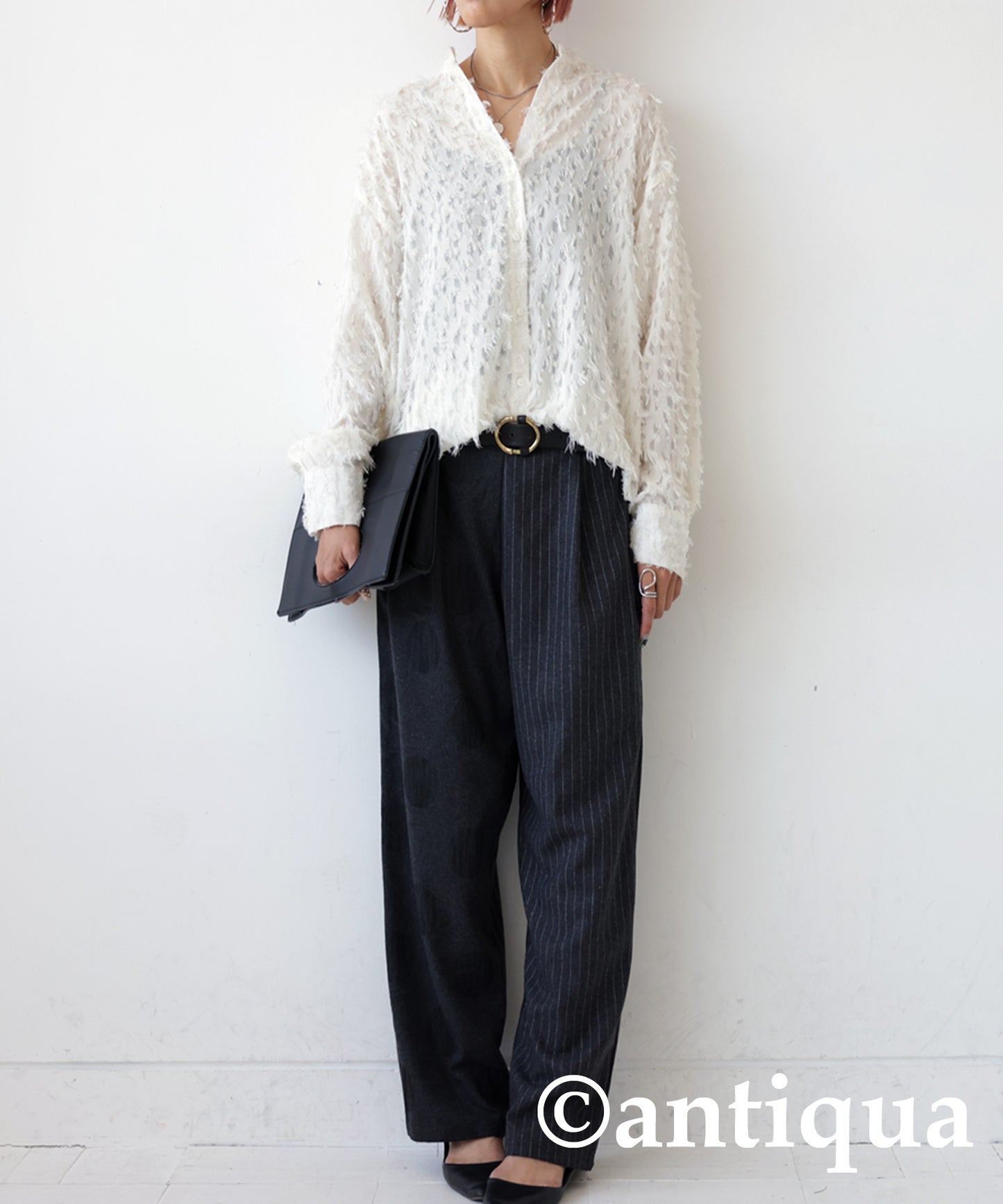 Asymmetry Design Wool Mixed Pants Ladies