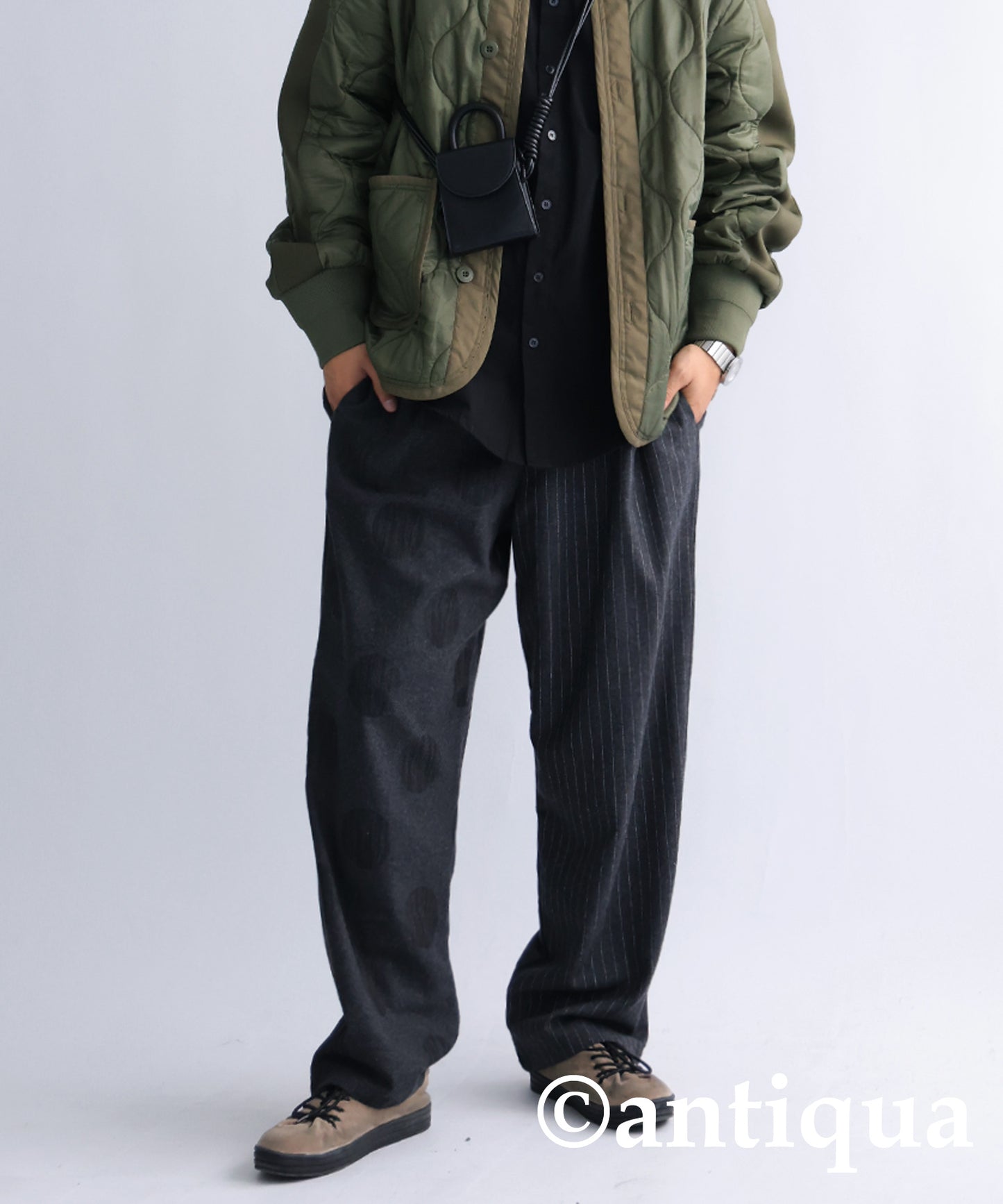 Asymmetry Design Wool Mixed Pants Men's