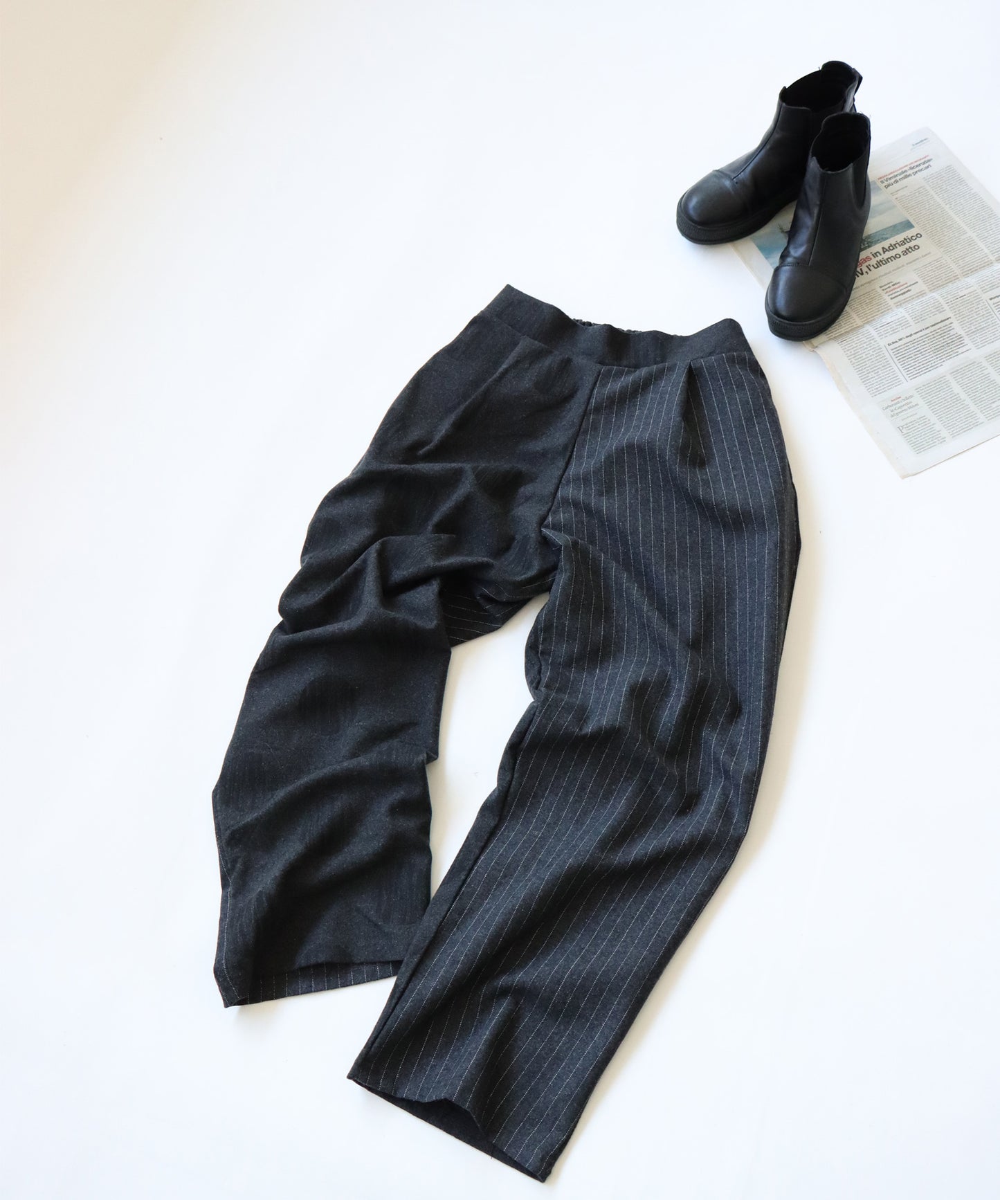 Asymmetry Design Wool Mixed Pants Men's