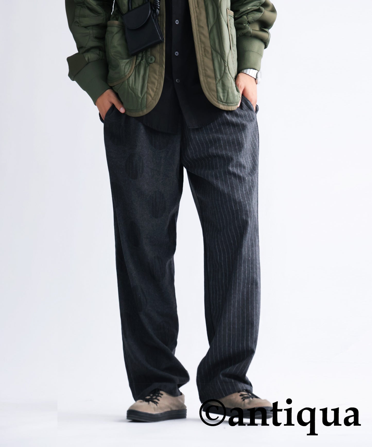 Asymmetry Design Wool Mixed Pants Men's