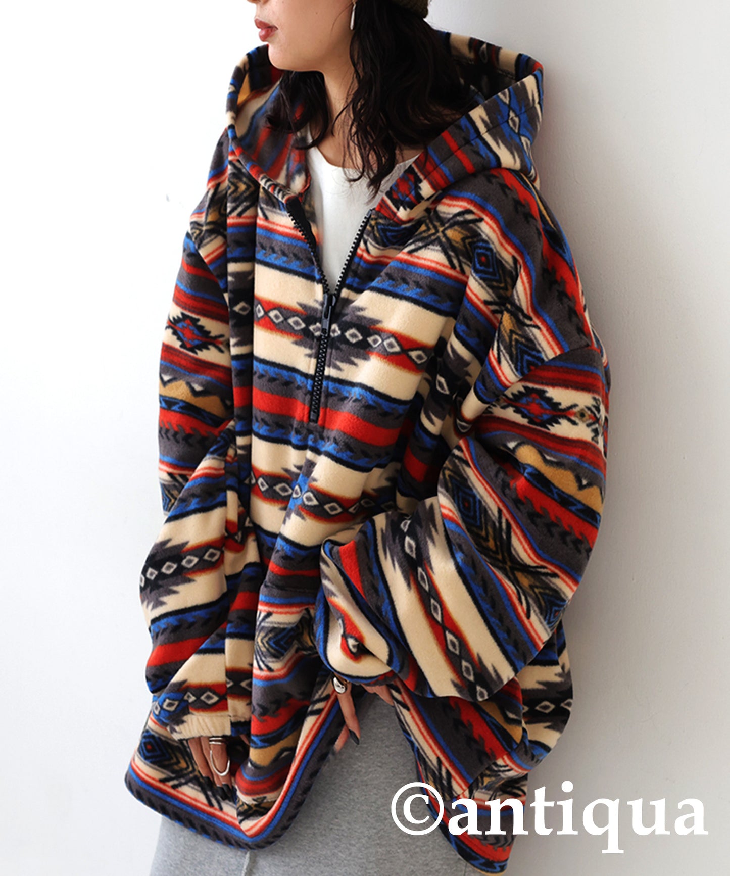 Native Pattern Half Zip Tops Ladies