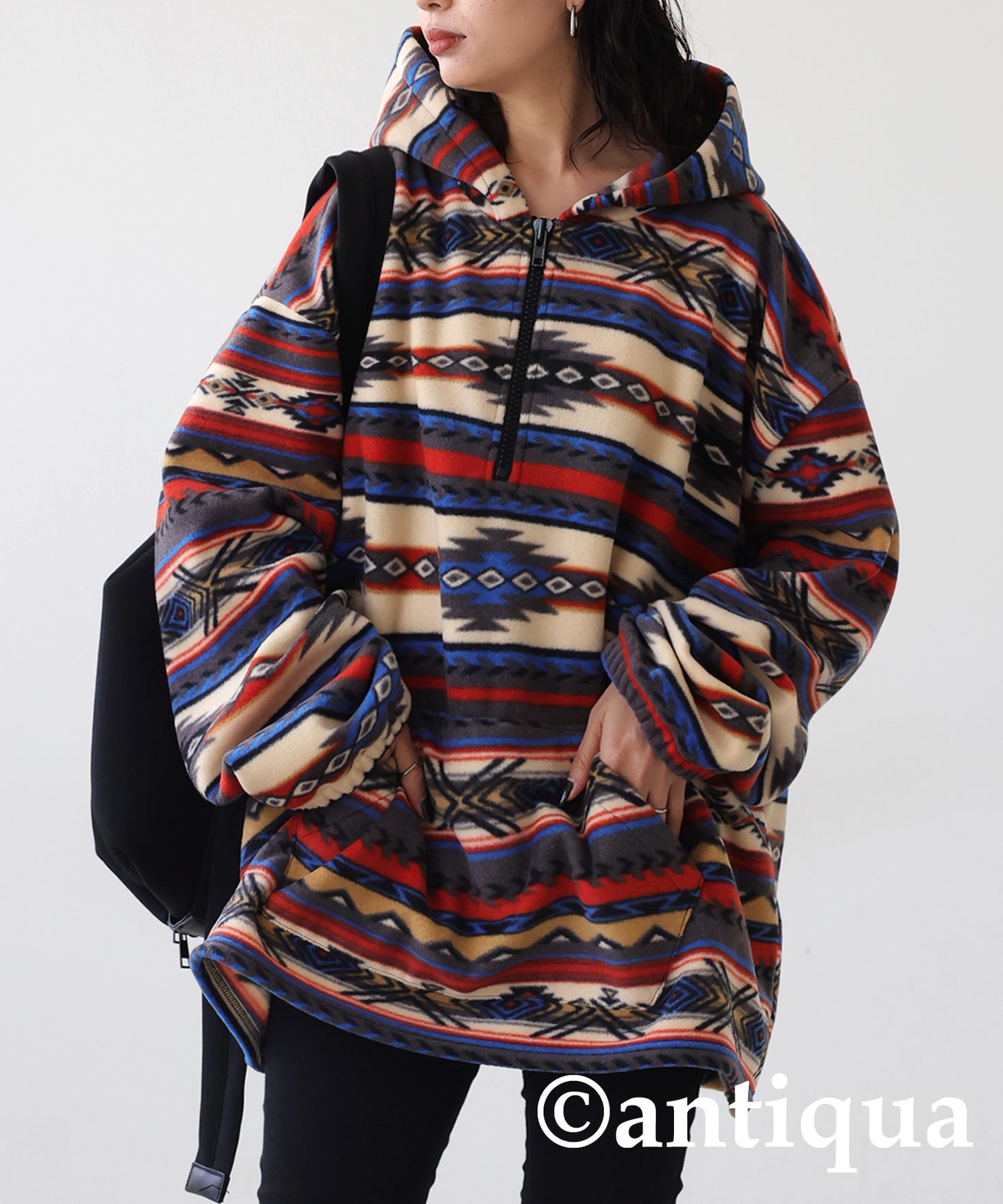 Native Pattern Half Zip Tops Ladies