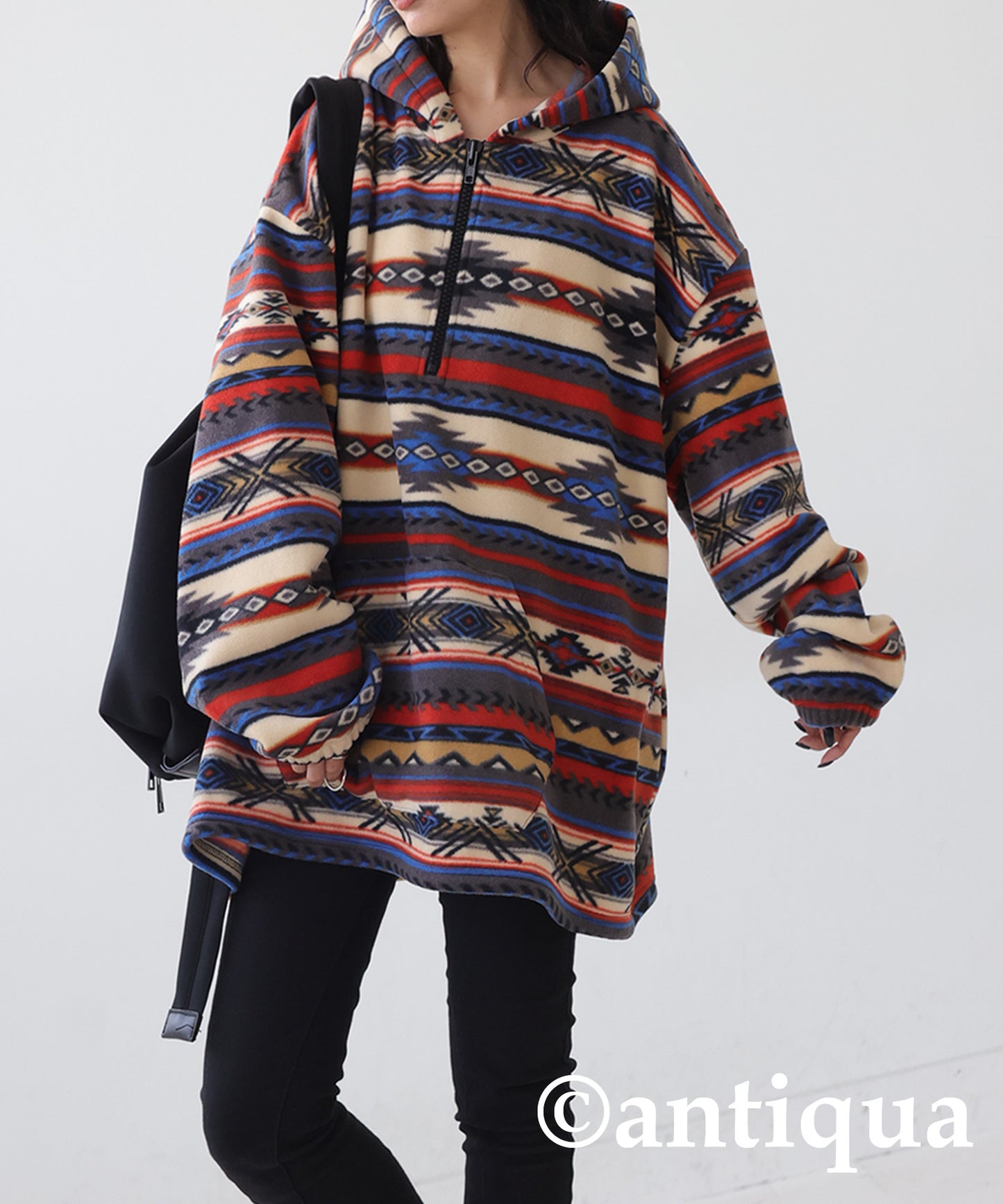 Native Pattern Half Zip Tops Ladies