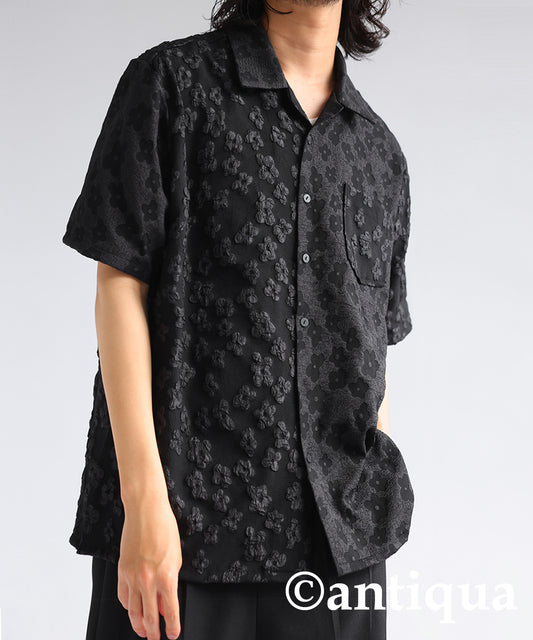 Floral Pattern Jacquard Shirt Men's