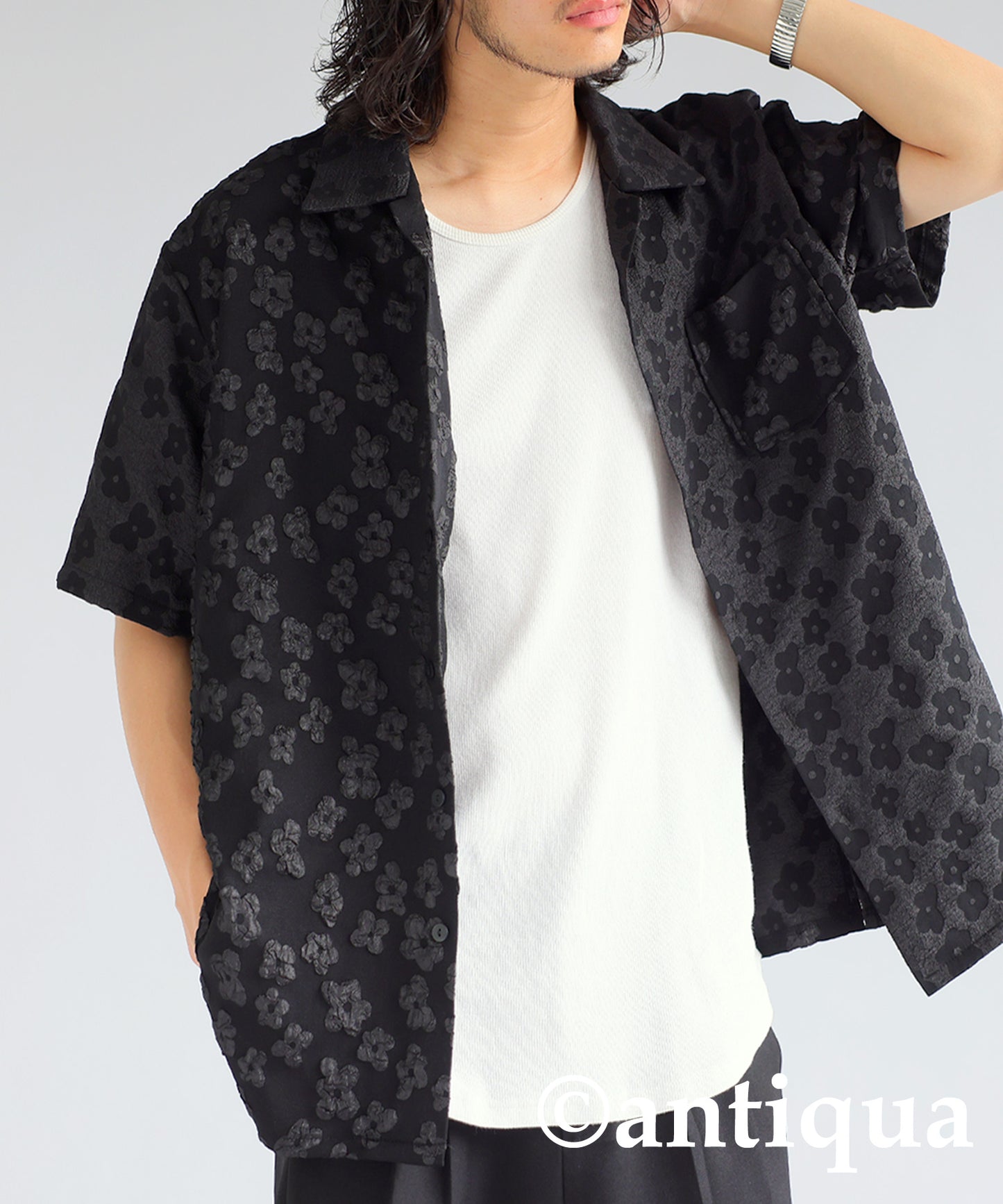 Floral Pattern Jacquard Shirt Men's