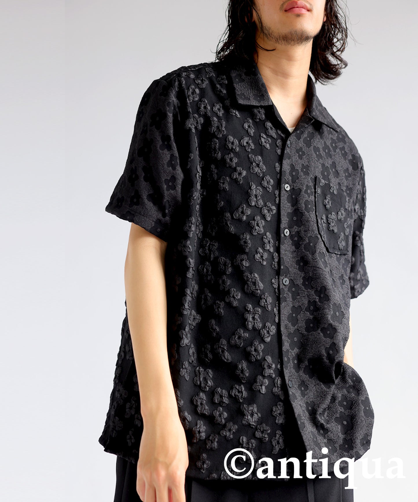 Floral Pattern Jacquard Shirt Men's