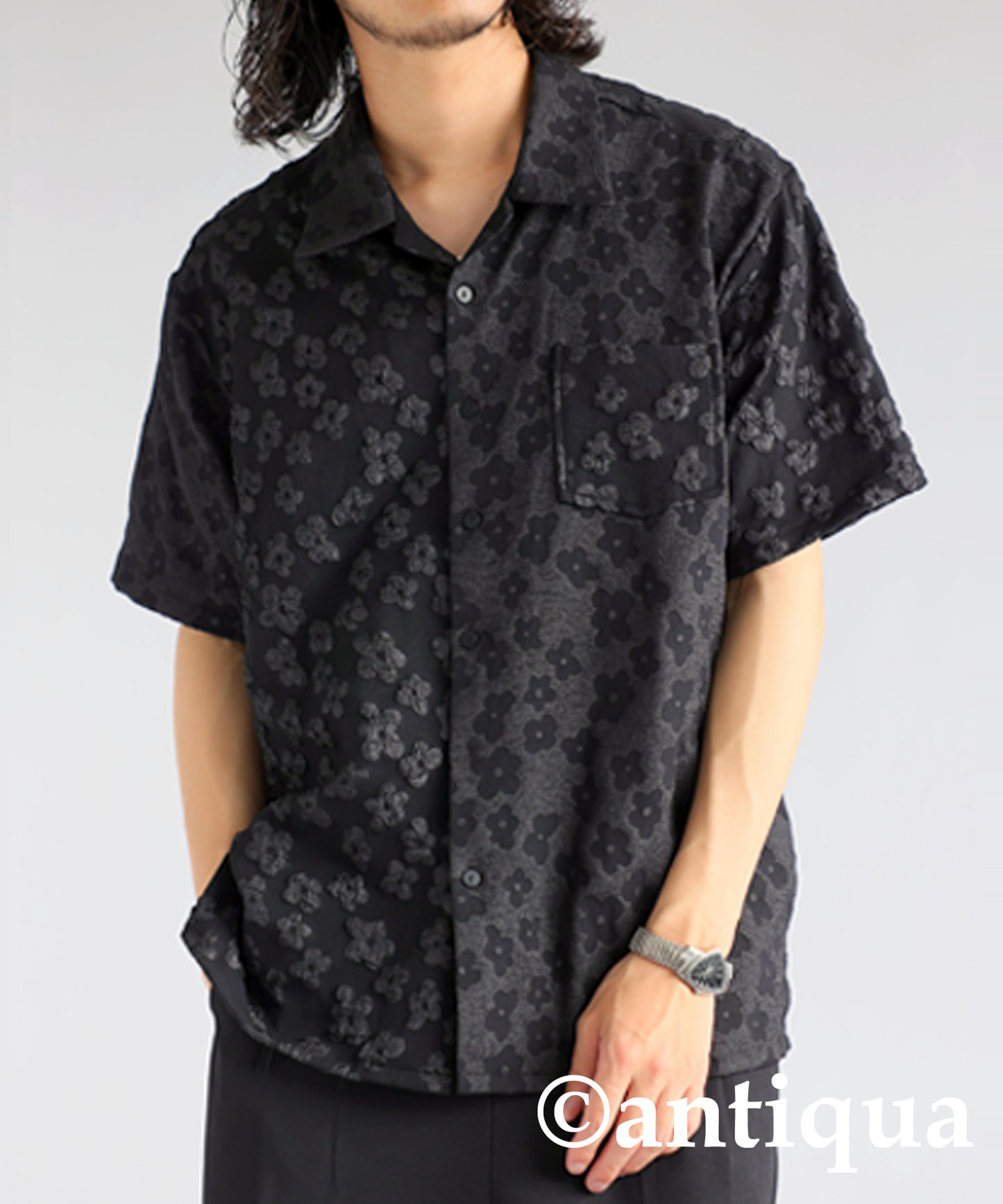 Floral Pattern Jacquard Shirt Men's