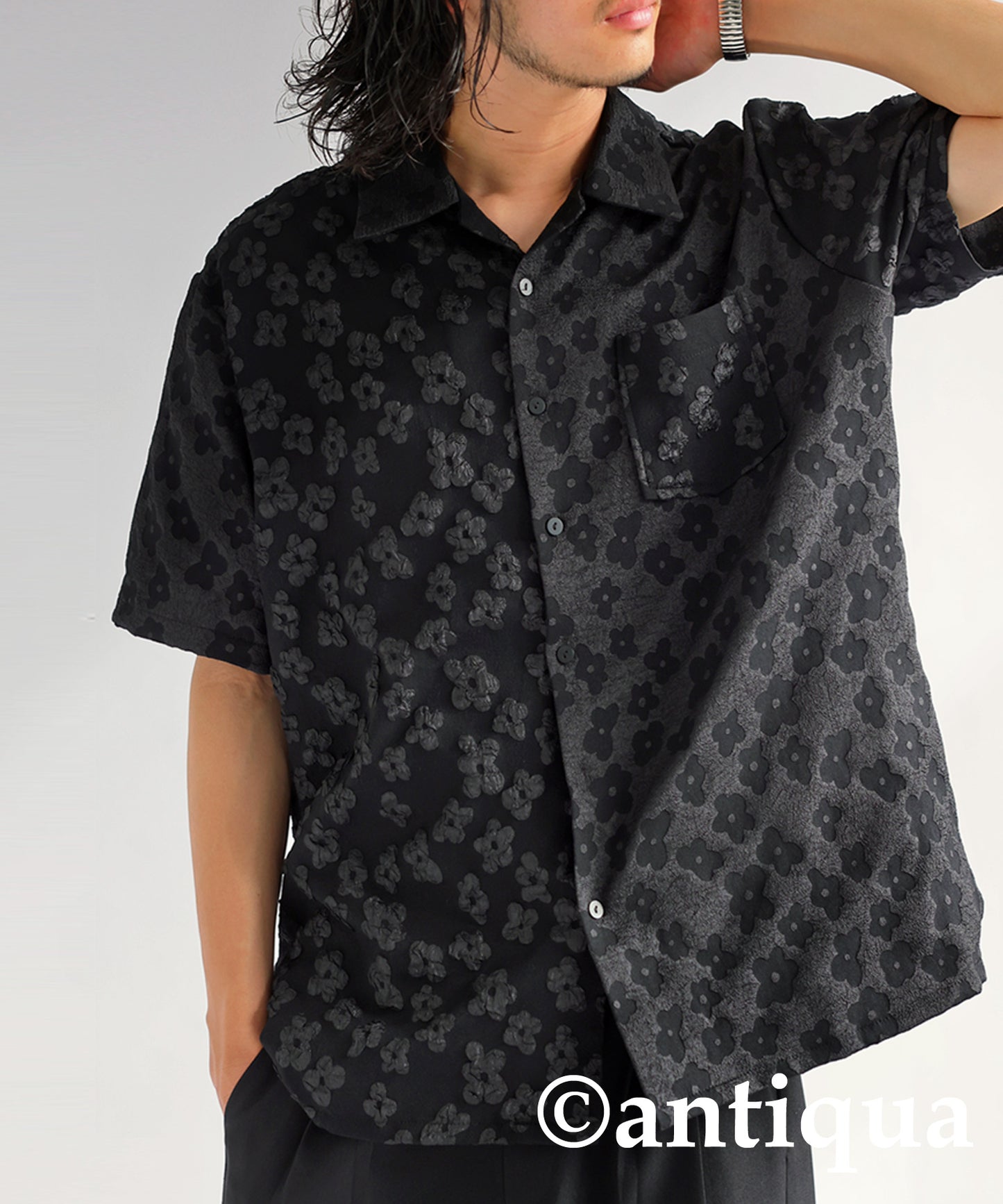 Floral Pattern Jacquard Shirt Men's