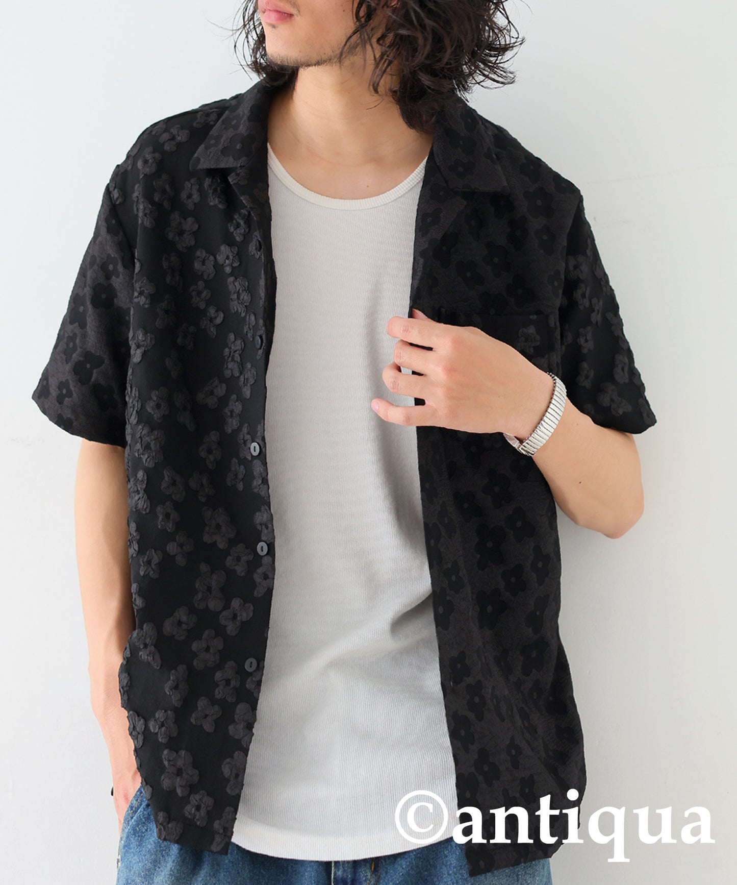 Floral Pattern Jacquard Shirt Men's