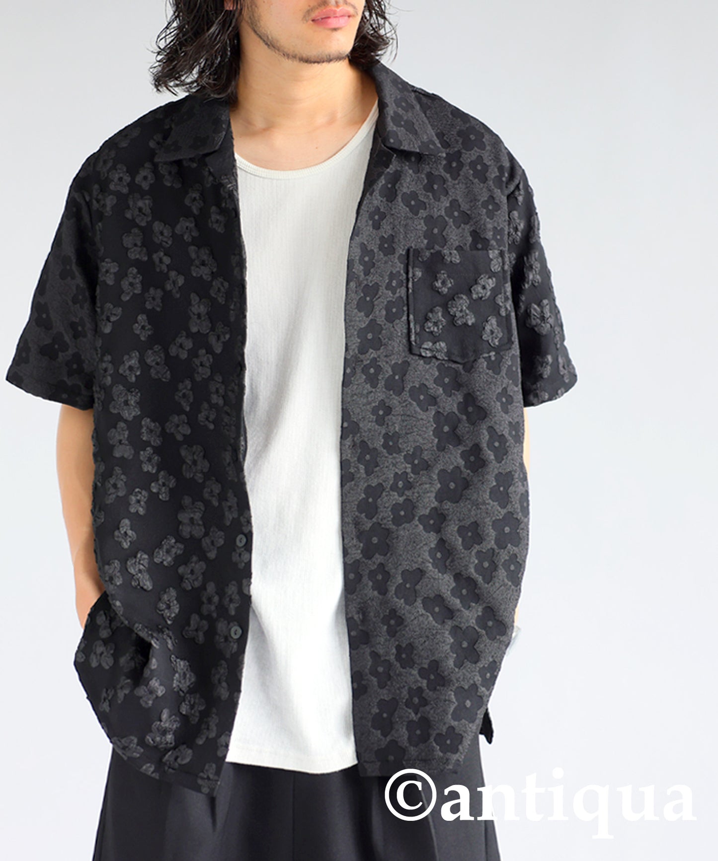 Floral Pattern Jacquard Shirt Men's